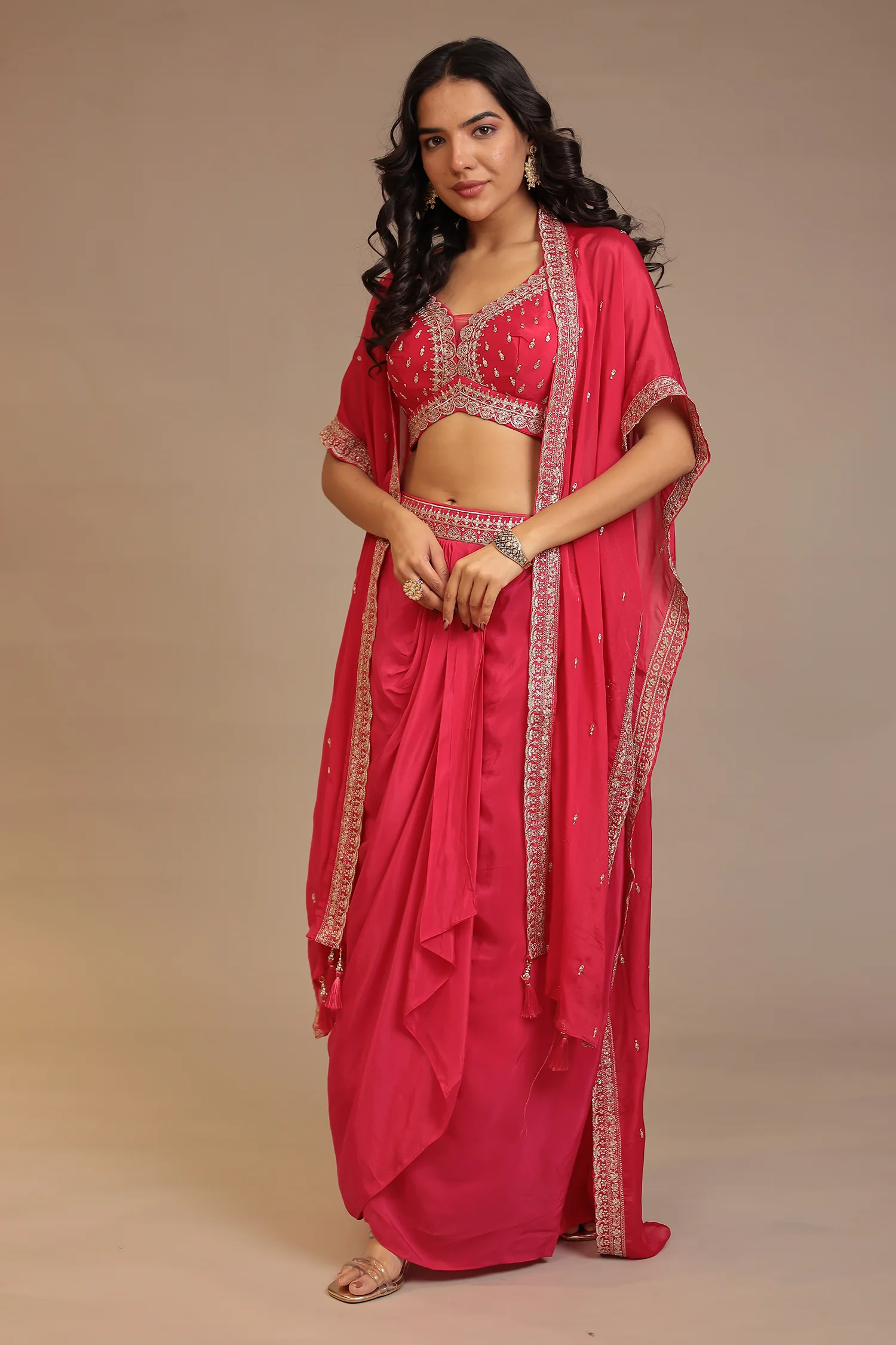 Silk Indowestern with Aari, Sequins work - Image 11