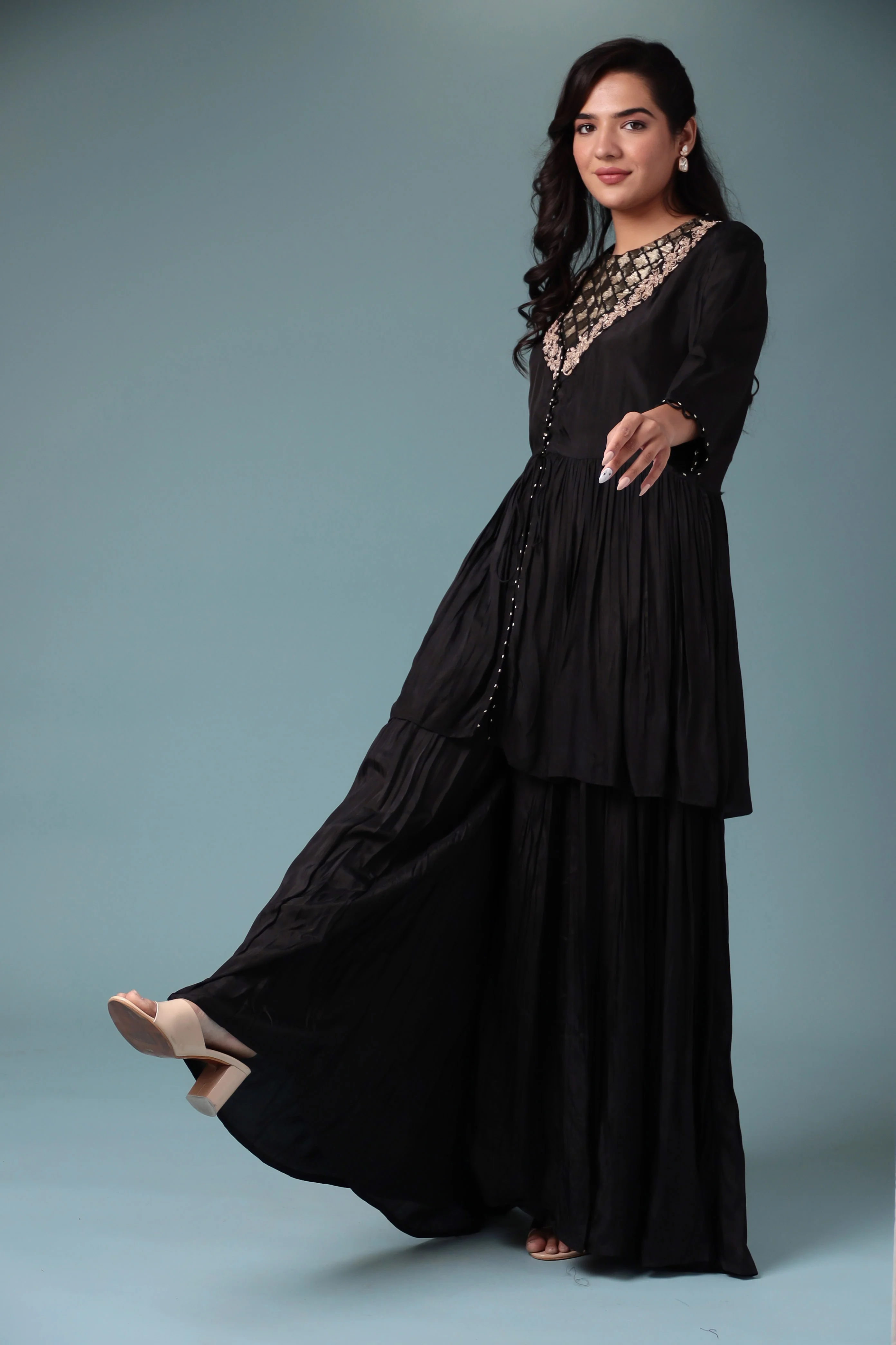 Jacket Style Silk Indowestern with Dori and Zari work. - Image 14