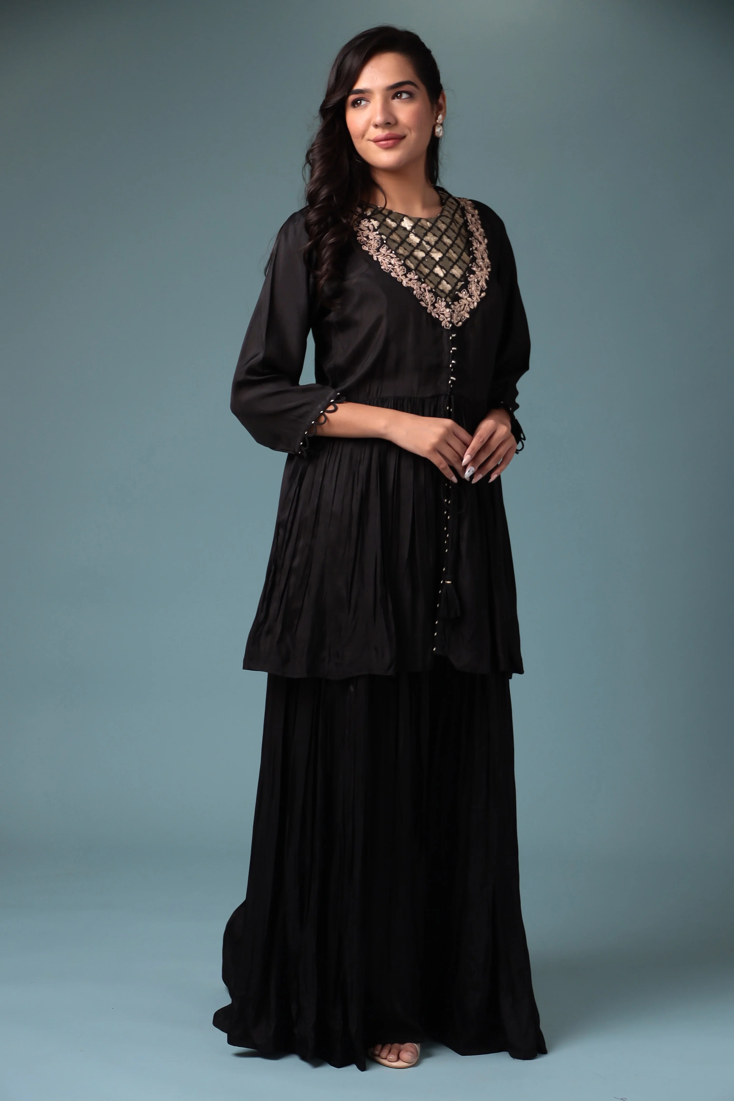 Jacket Style Silk Indowestern with Dori and Zari work. - Image 16