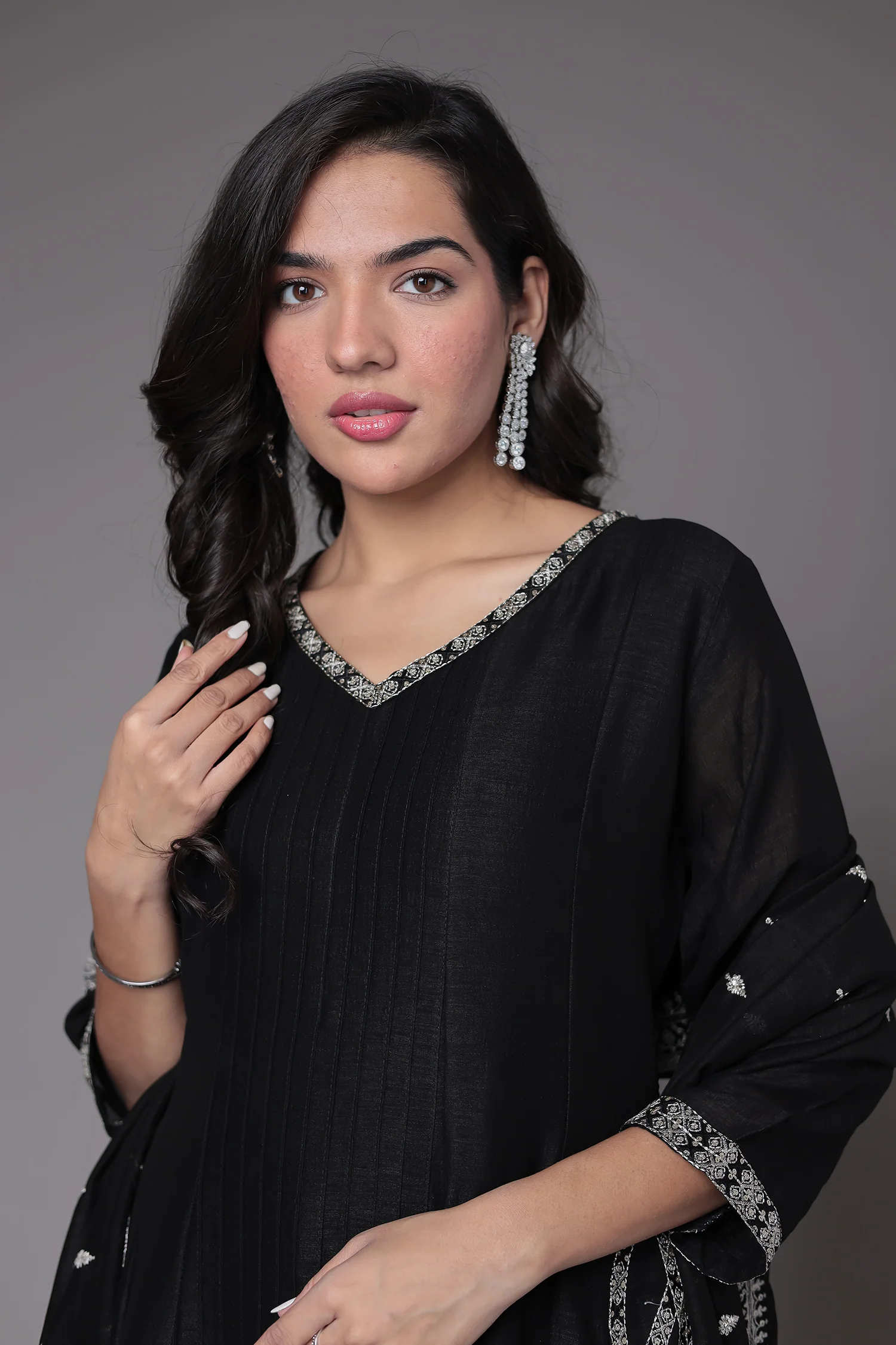 Silk Anarkali Suit with Embroidered work - Image 2