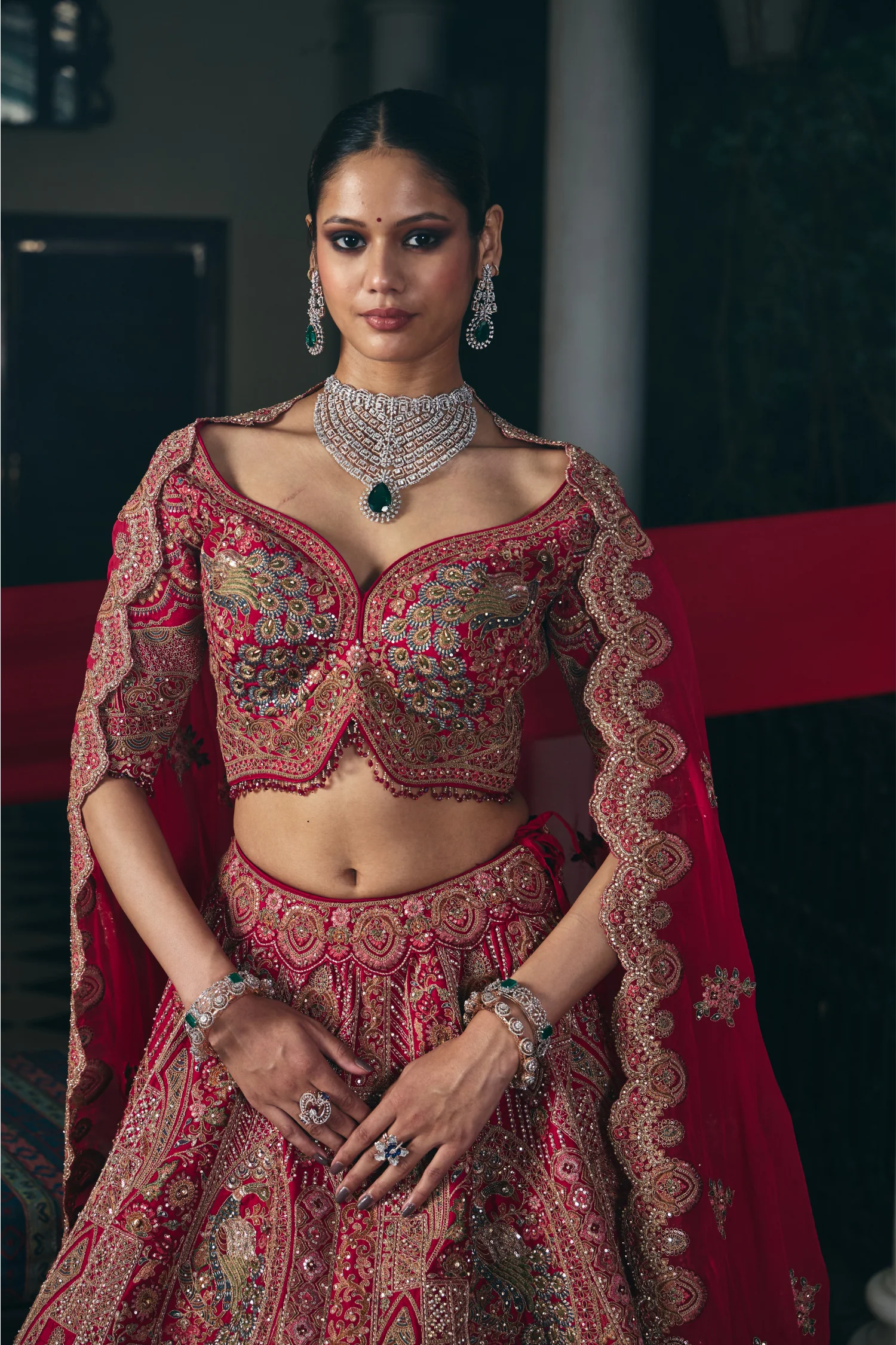 Silk Lehenga with Cutdana, Sequins, Stone, Thread, Zardozi, Zari work - Image 2