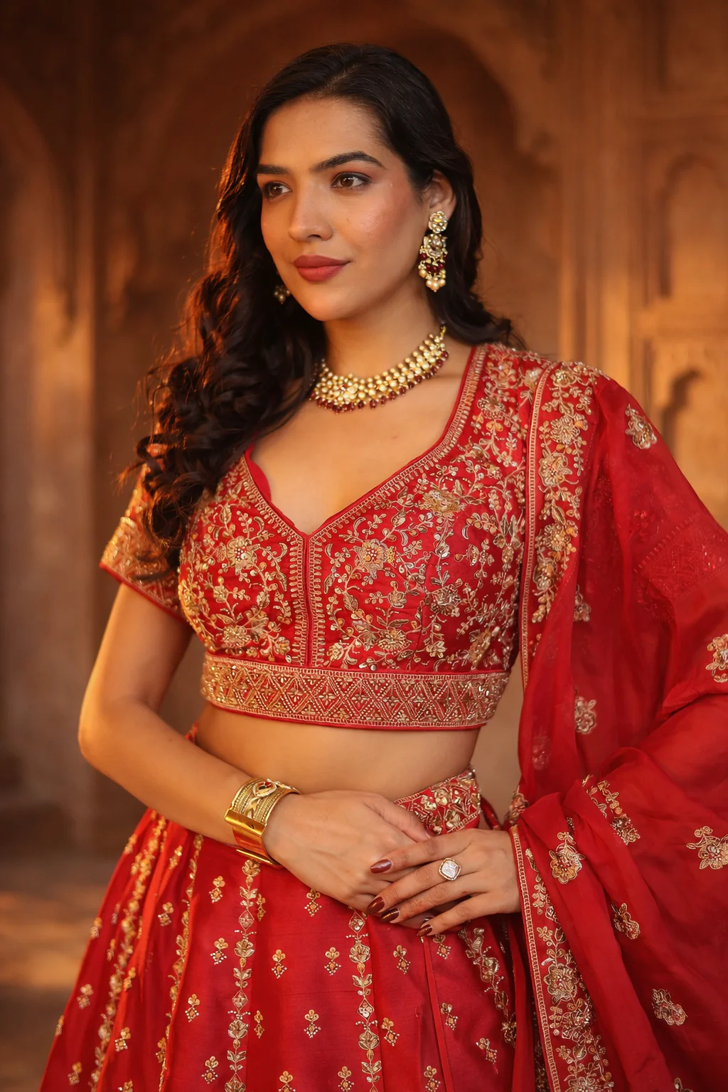Silk Lehenga with Cutdana, Sequins work - Image 2