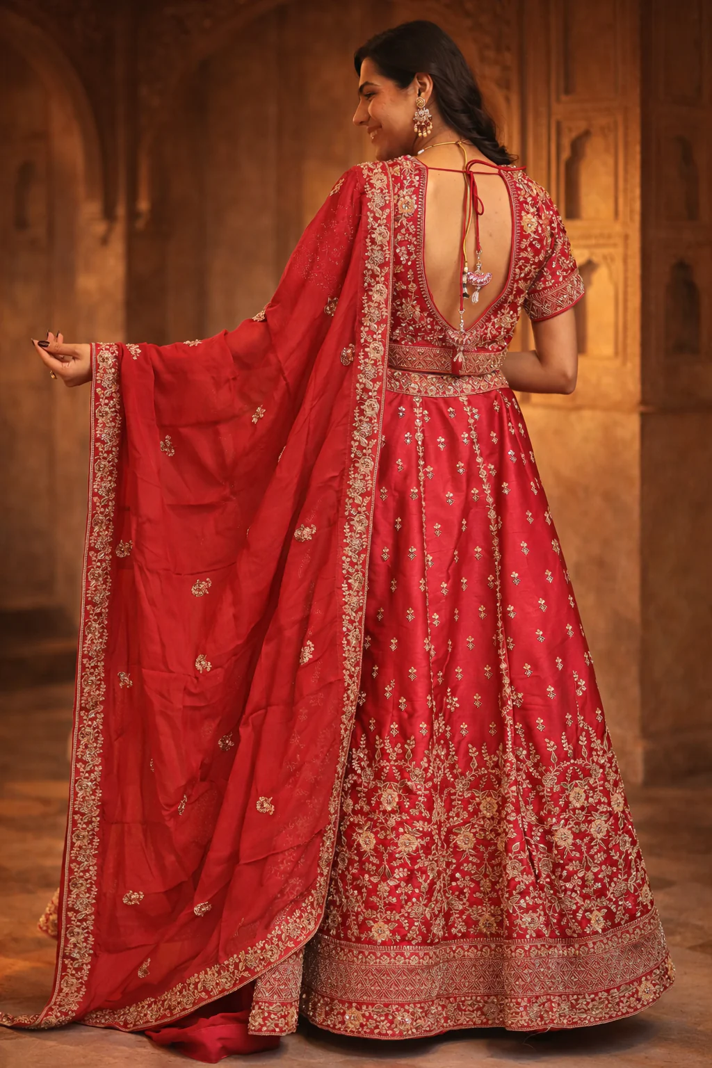 Silk Lehenga with Cutdana, Sequins work - Image 6