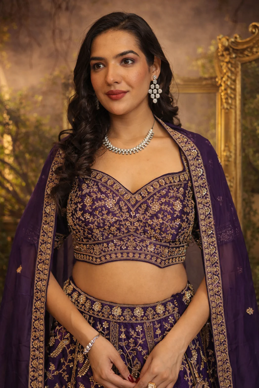 Silk Lehenga with Cutdana, Sequins work - Image 2