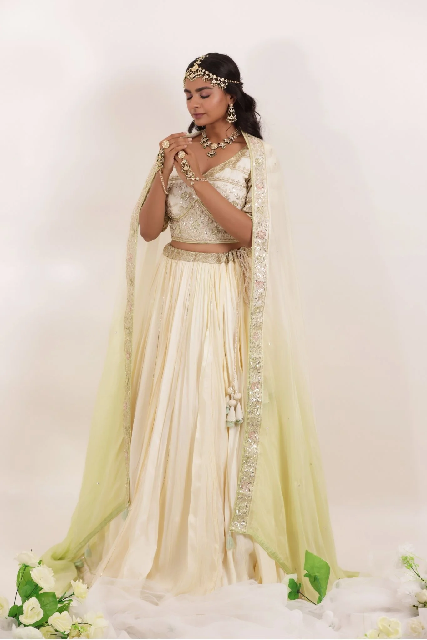 Silk Lehenga Embroidered with Gota Patti and Zardozi work - Image 5