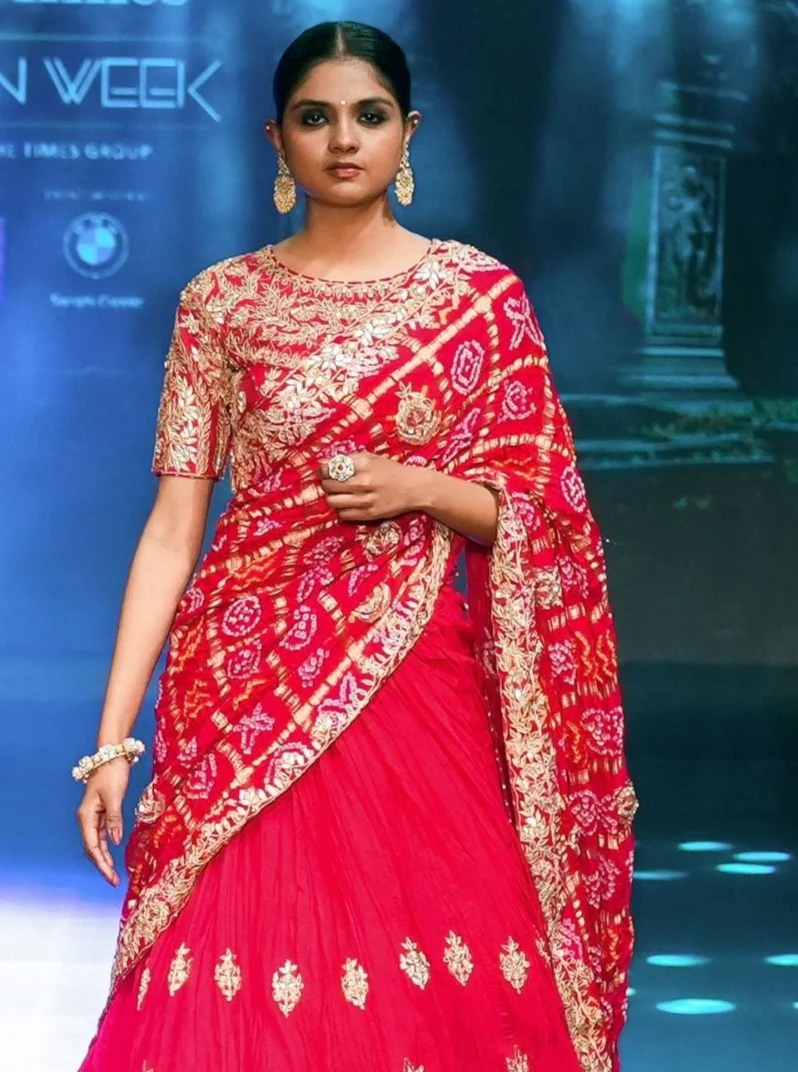 Silk Lehenga Embroidered with Gota Patti and Zardozi work - Image 2