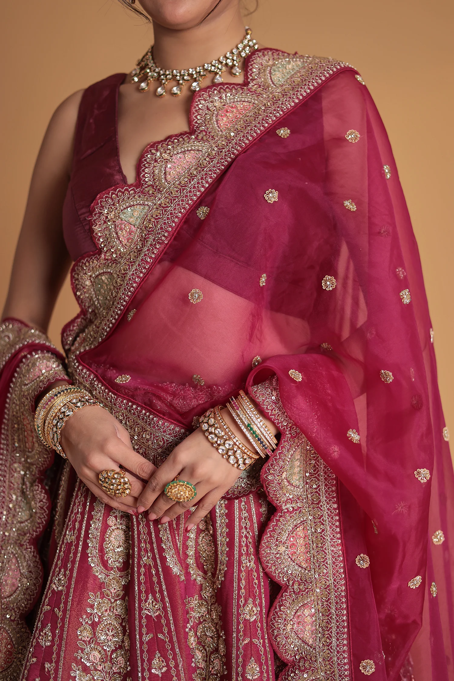 Silk Lehenga with Exquisite Zardozi Embroidery - Image 4