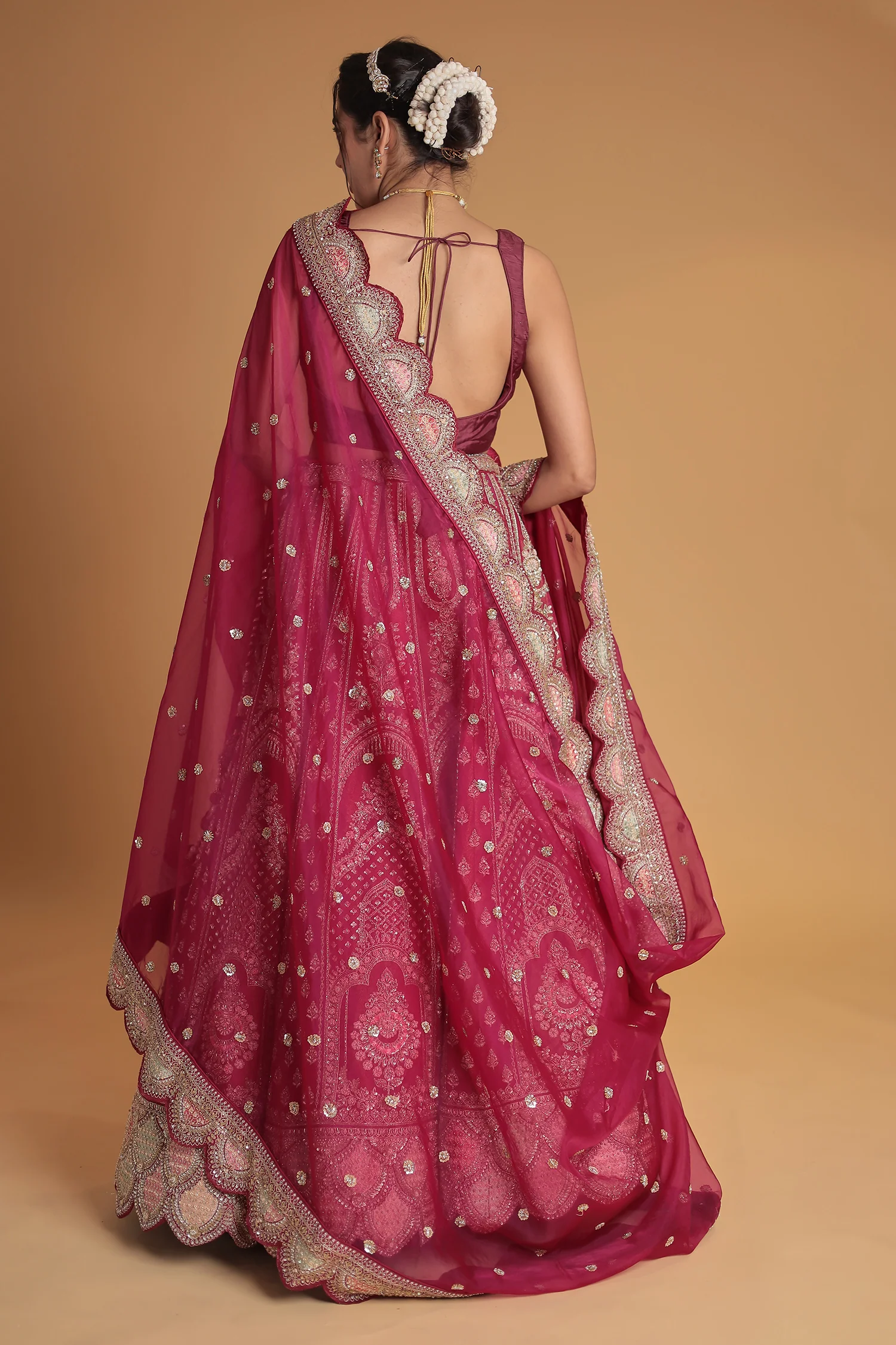 Silk Lehenga with Exquisite Zardozi Embroidery - Image 7