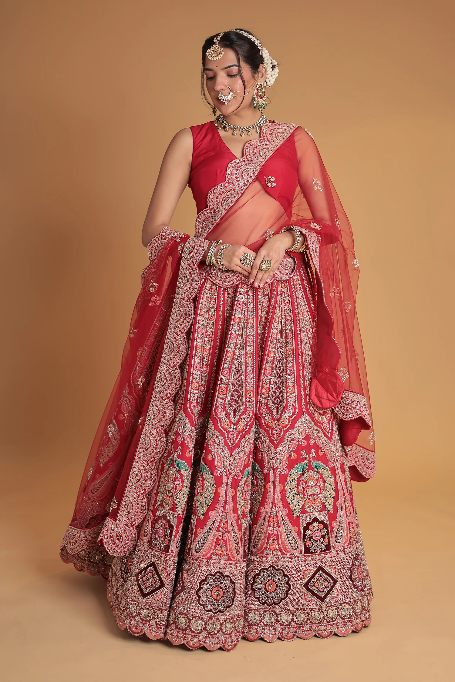 Silk Lehenga with Zardozi and Embroidered work - Image 4