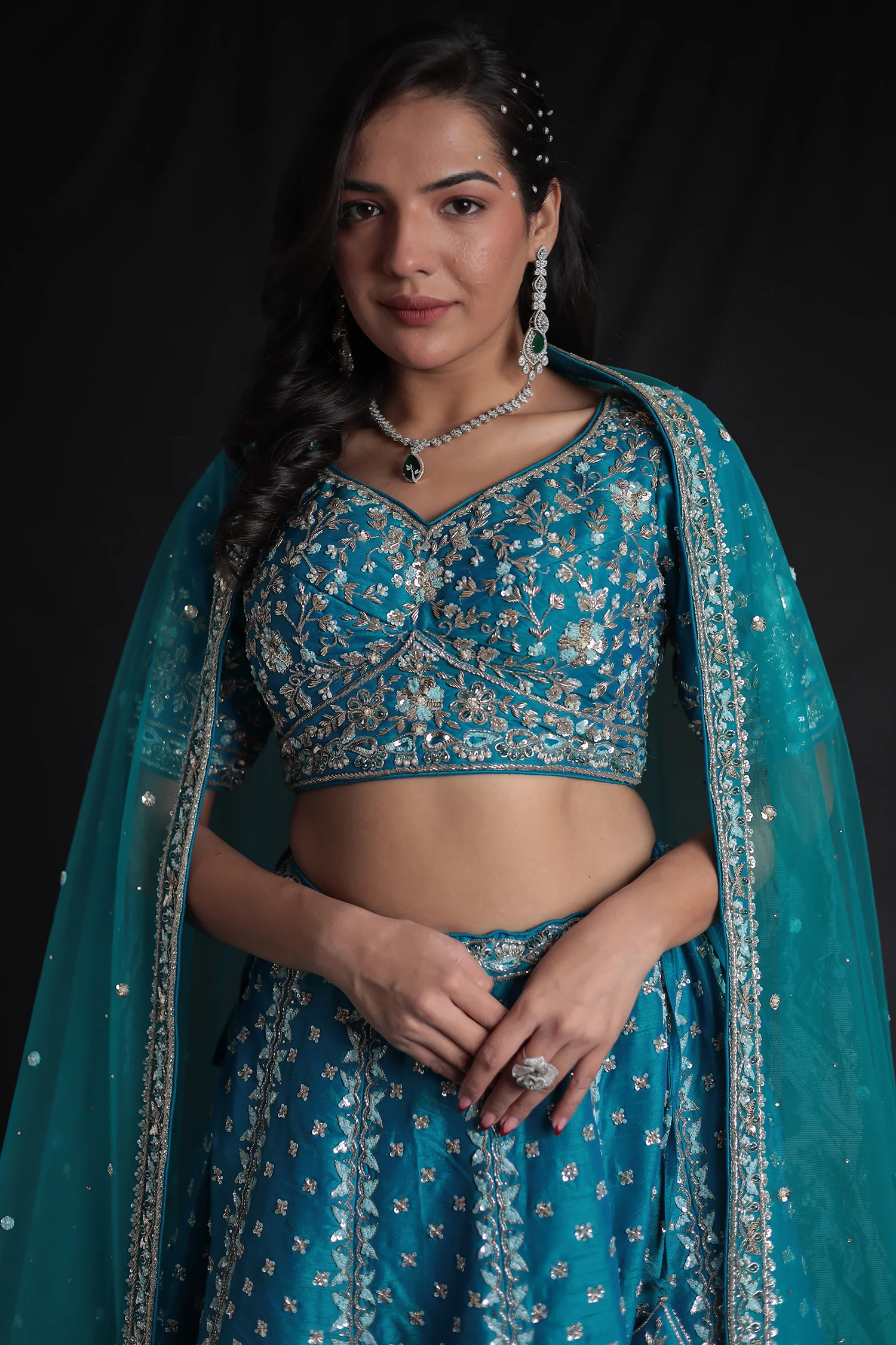 Silk Lehenga with Zardozi and Embroidered work - Image 2