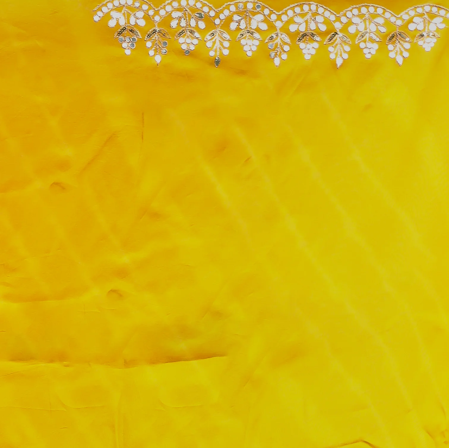 Leheriya Silk Saree with Timeless Aari and Gota Patti Embroidery - Image 28