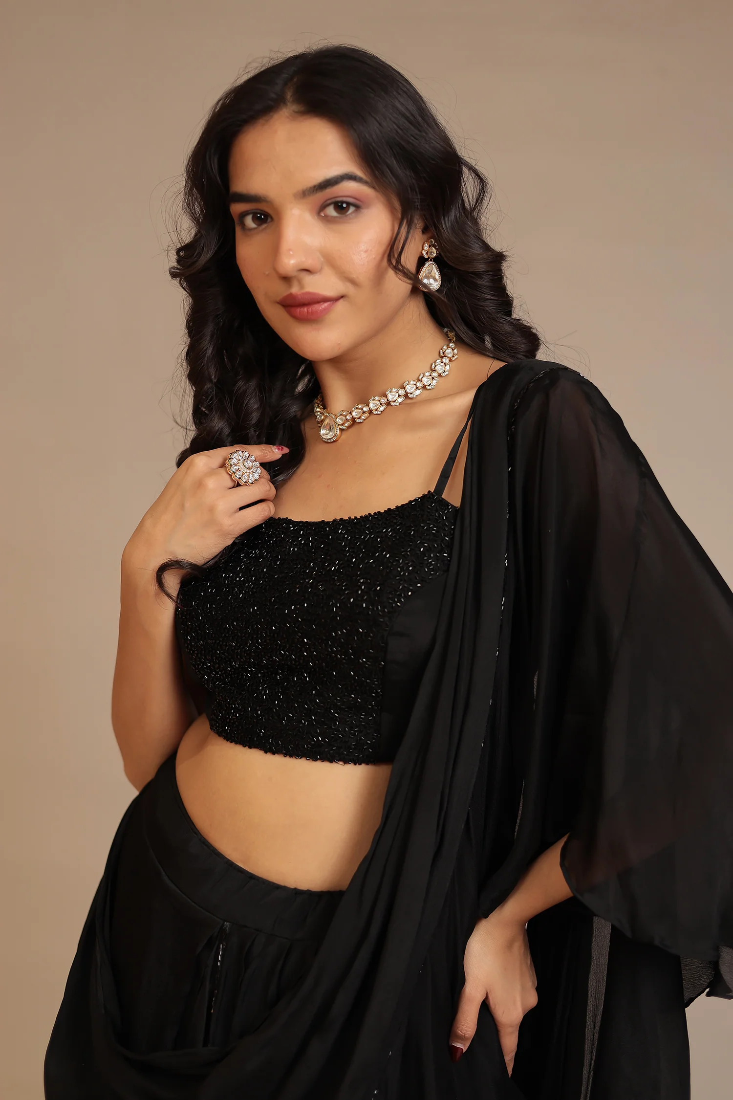 Silk Saree with Cutdana, Sequins work - Image 8