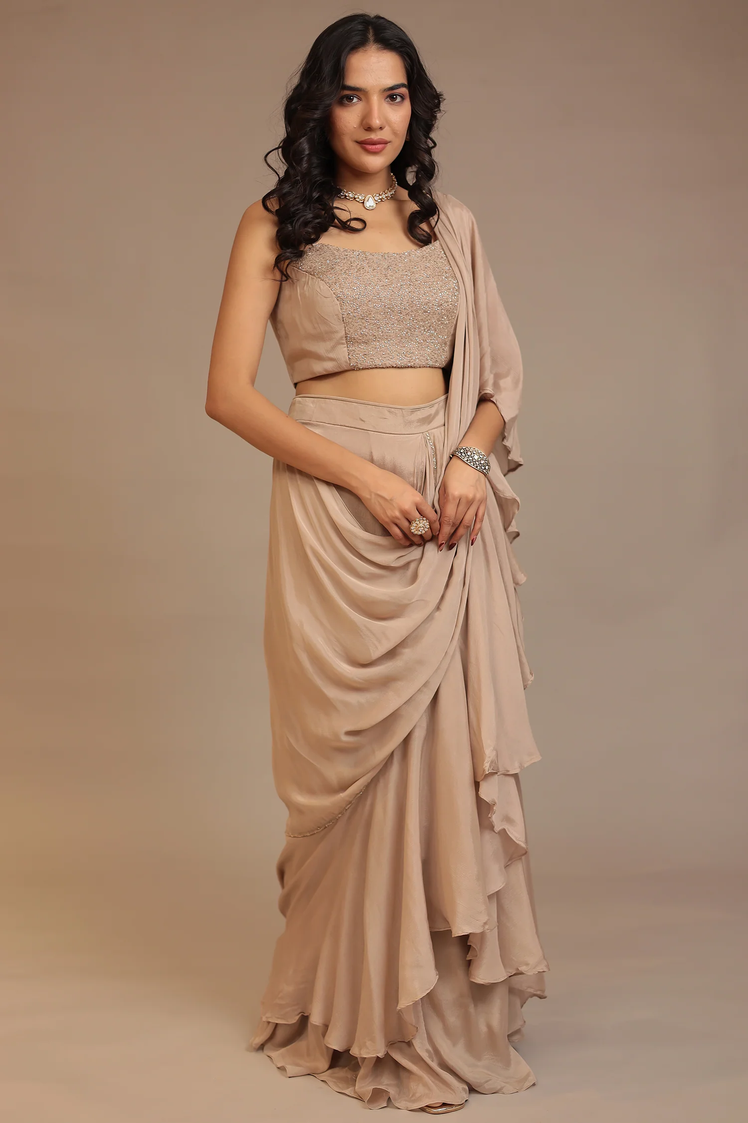 Silk Saree with Cutdana, Sequins work - Image 3