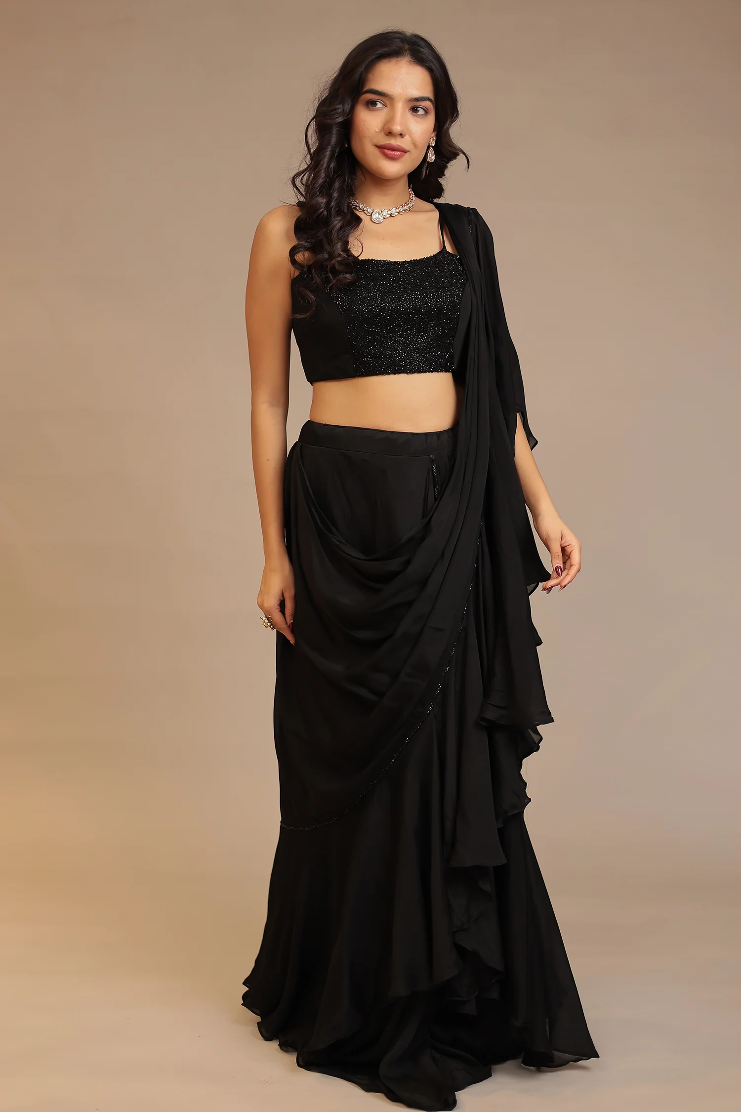 Silk Saree with Cutdana, Sequins work - Image 9
