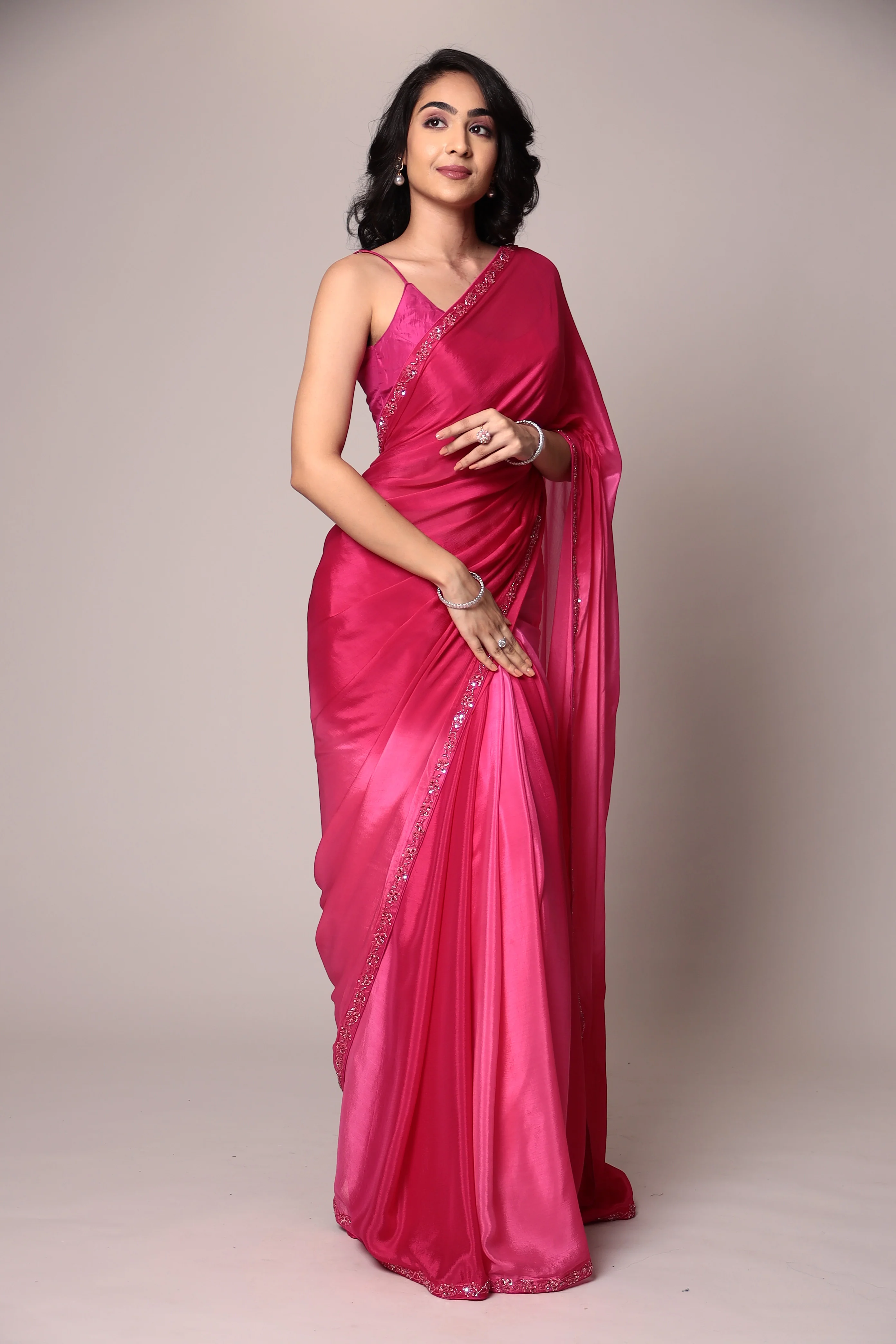 Exquisite Silk Saree adorned with intricate Cutdana embellishments. - Image 3