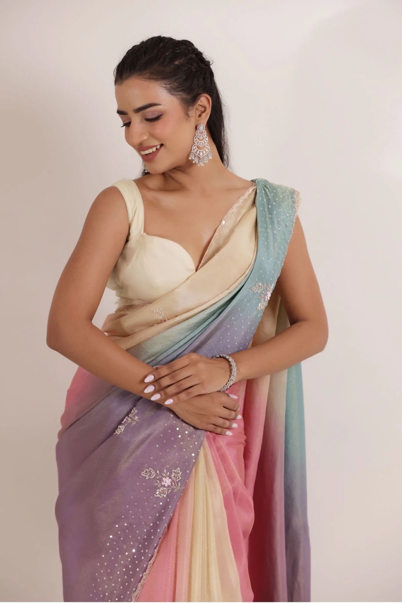 Silk Saree with Embellished work - Image 2