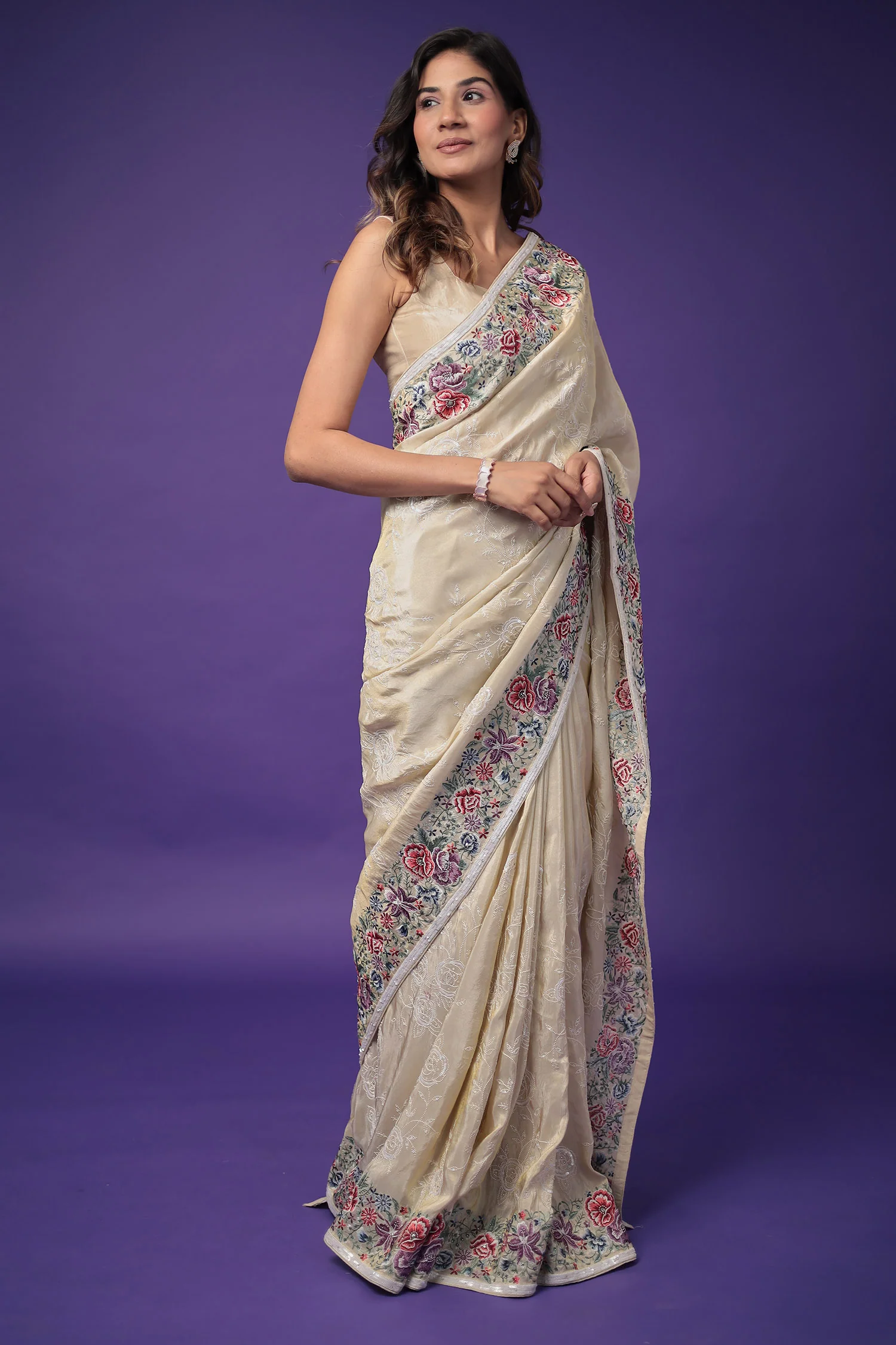 Silk Saree with Sequins Embroidered work - Image 3