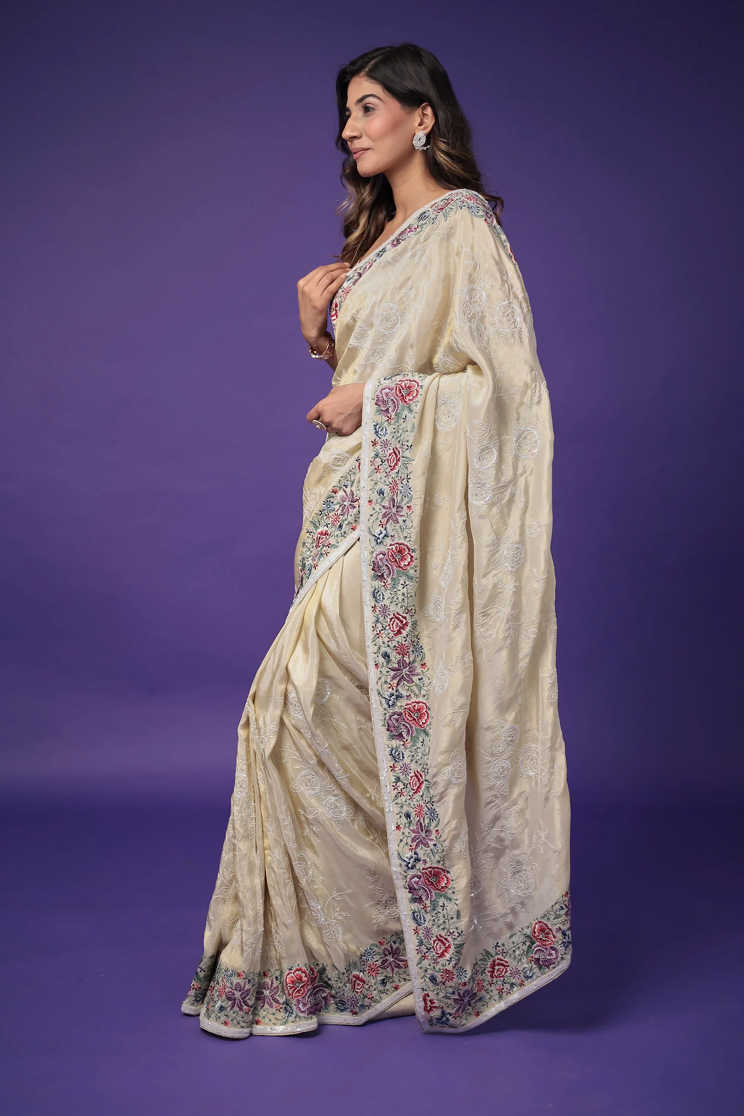 Silk Saree with Sequins Embroidered work - Image 4