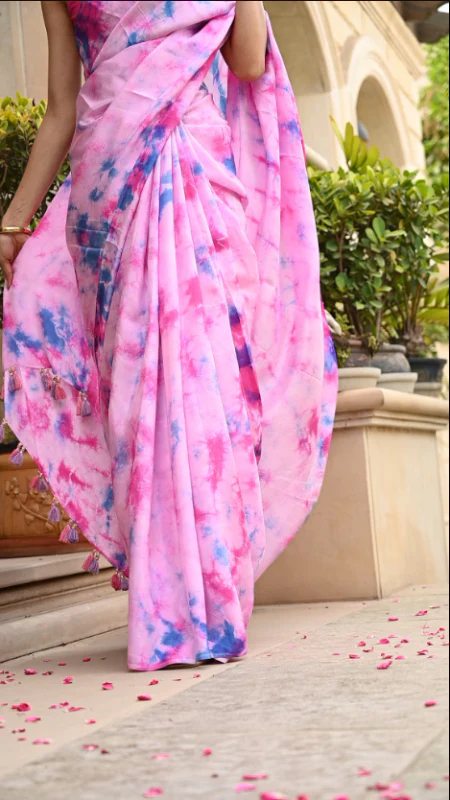 Exquisite Tie & Dye Silk Saree for Casual Wear - Image 3