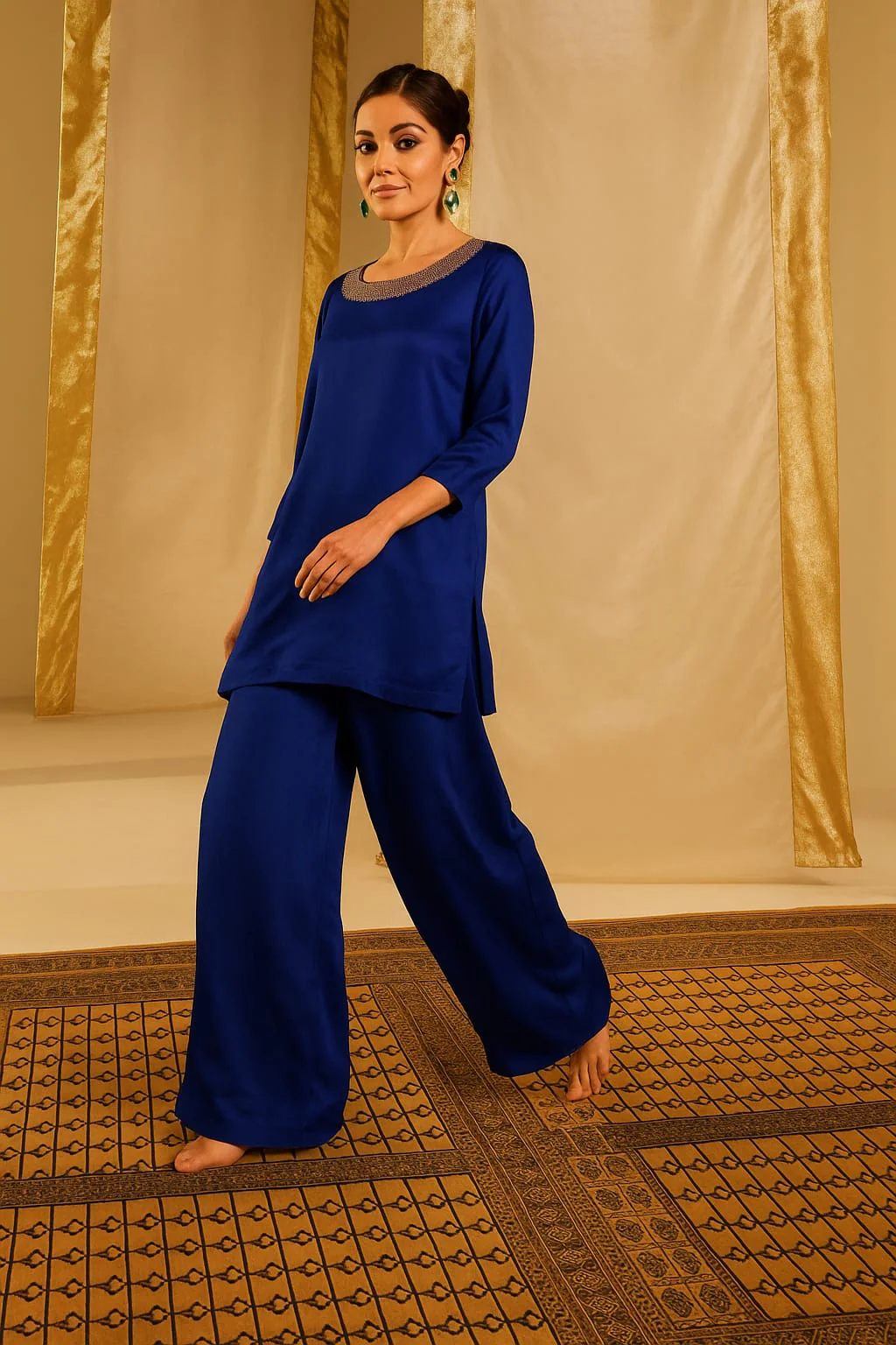 Satin Silk Indowestern with Dori and Sequins work - Image 12