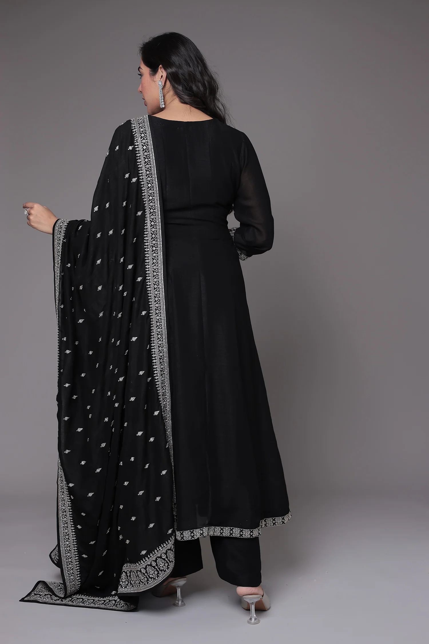 Silk Anarkali Suit with Embroidered work - Image 13