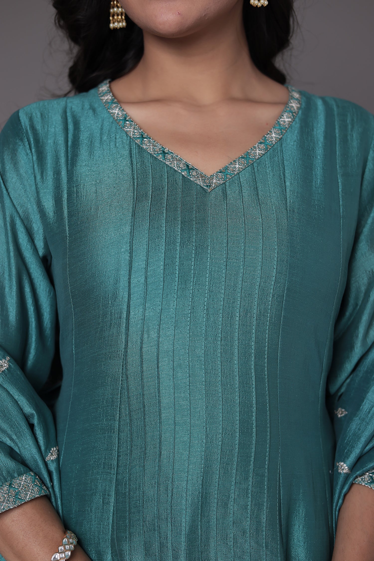 Silk Anarkali Suit with Embroidered work - Image 4