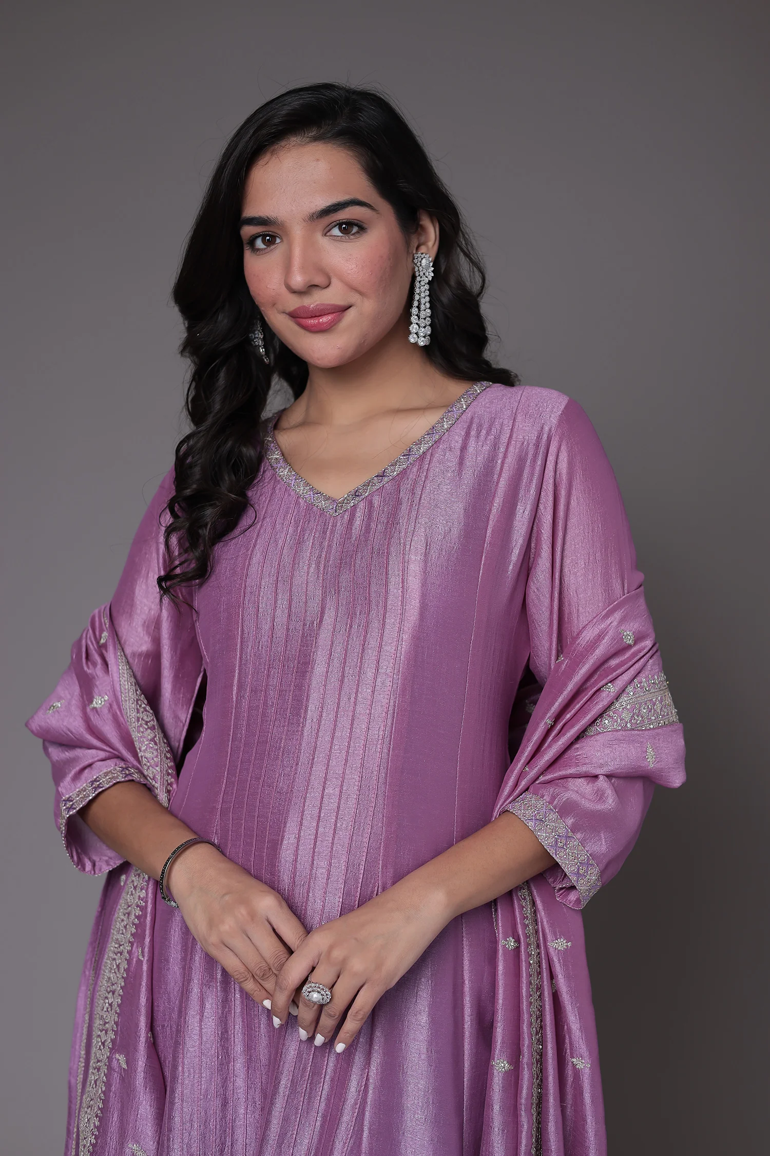 Silk Anarkali Suit with Embroidered work - Image 2