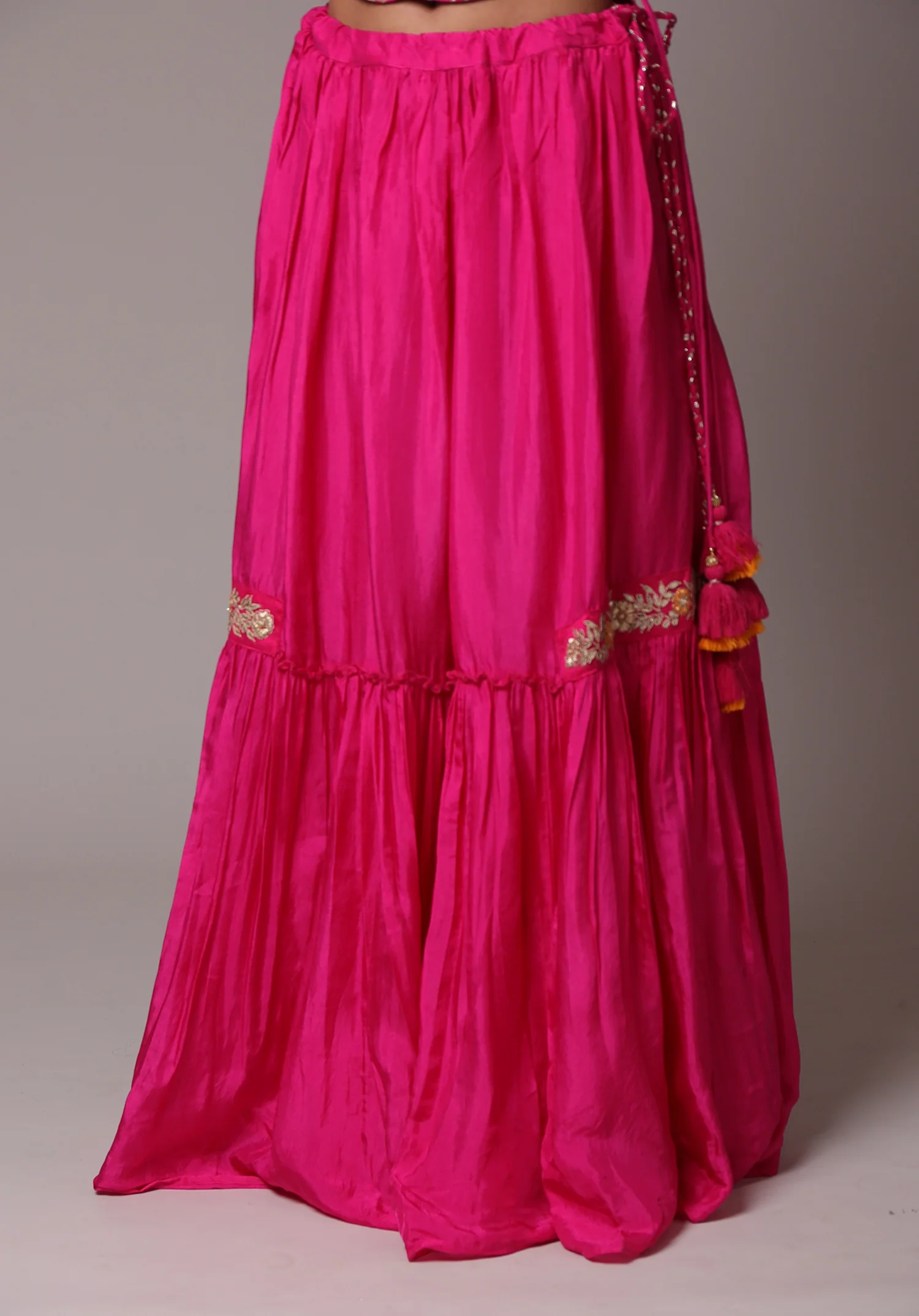Embroidered Straight Silk Suit with Gota Patti work. - Image 3