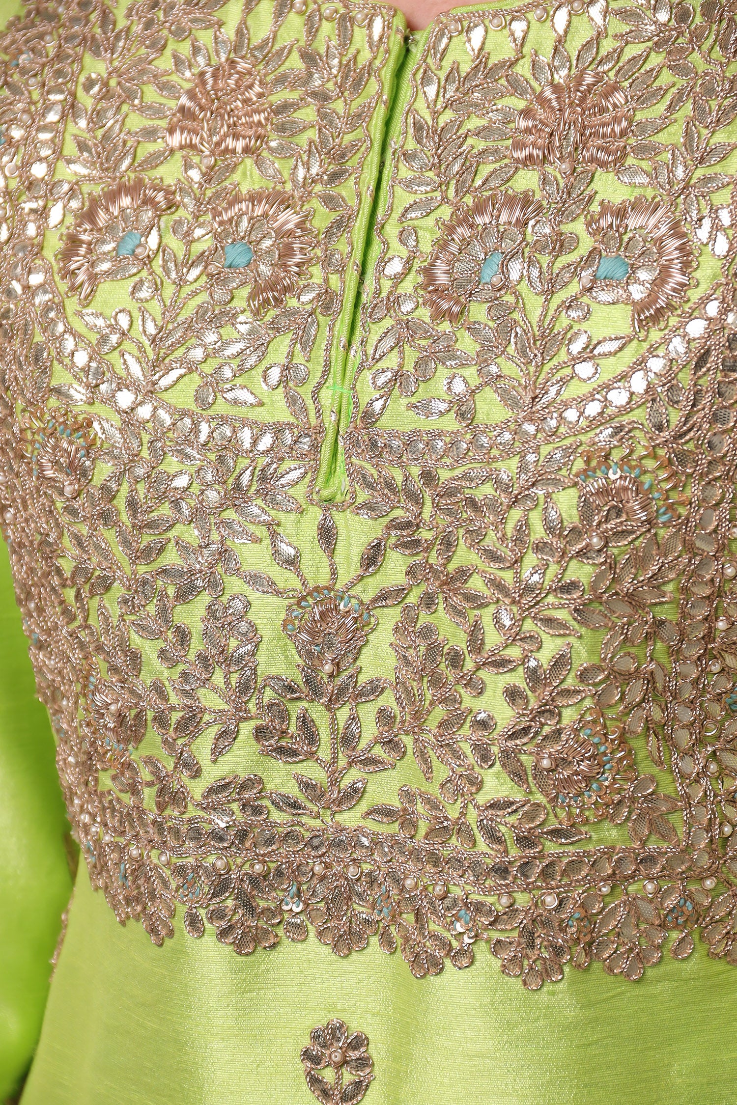 Embroidered Straight Silk Suit with Gota Patti work. - Image 12