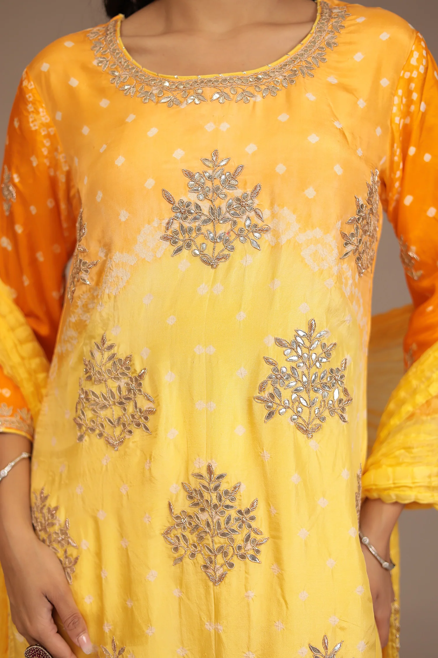 Silk Suit with Gota Patti work. - Image 4