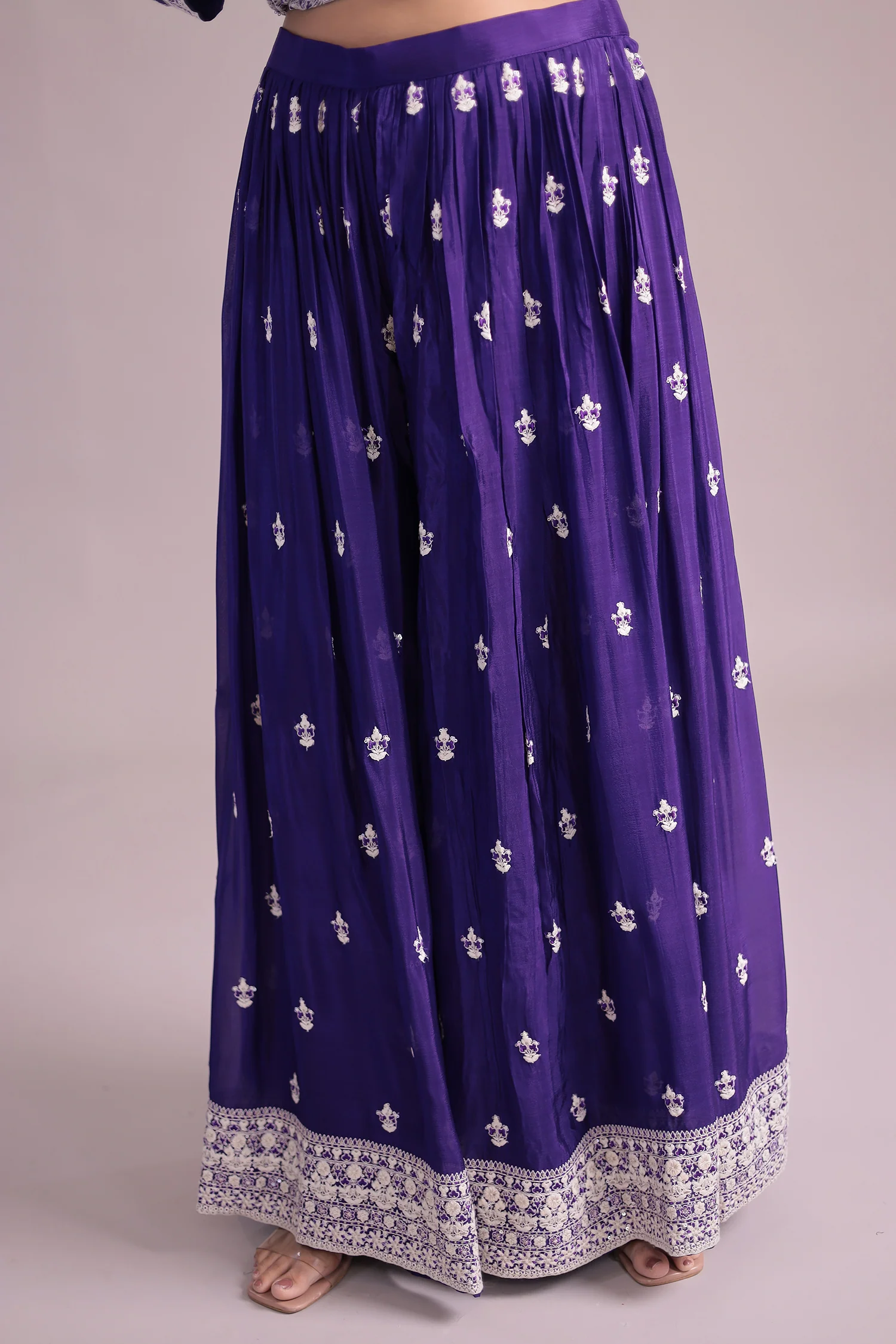 Embroidered Silk Suit Embellished with Sequins work - Image 13