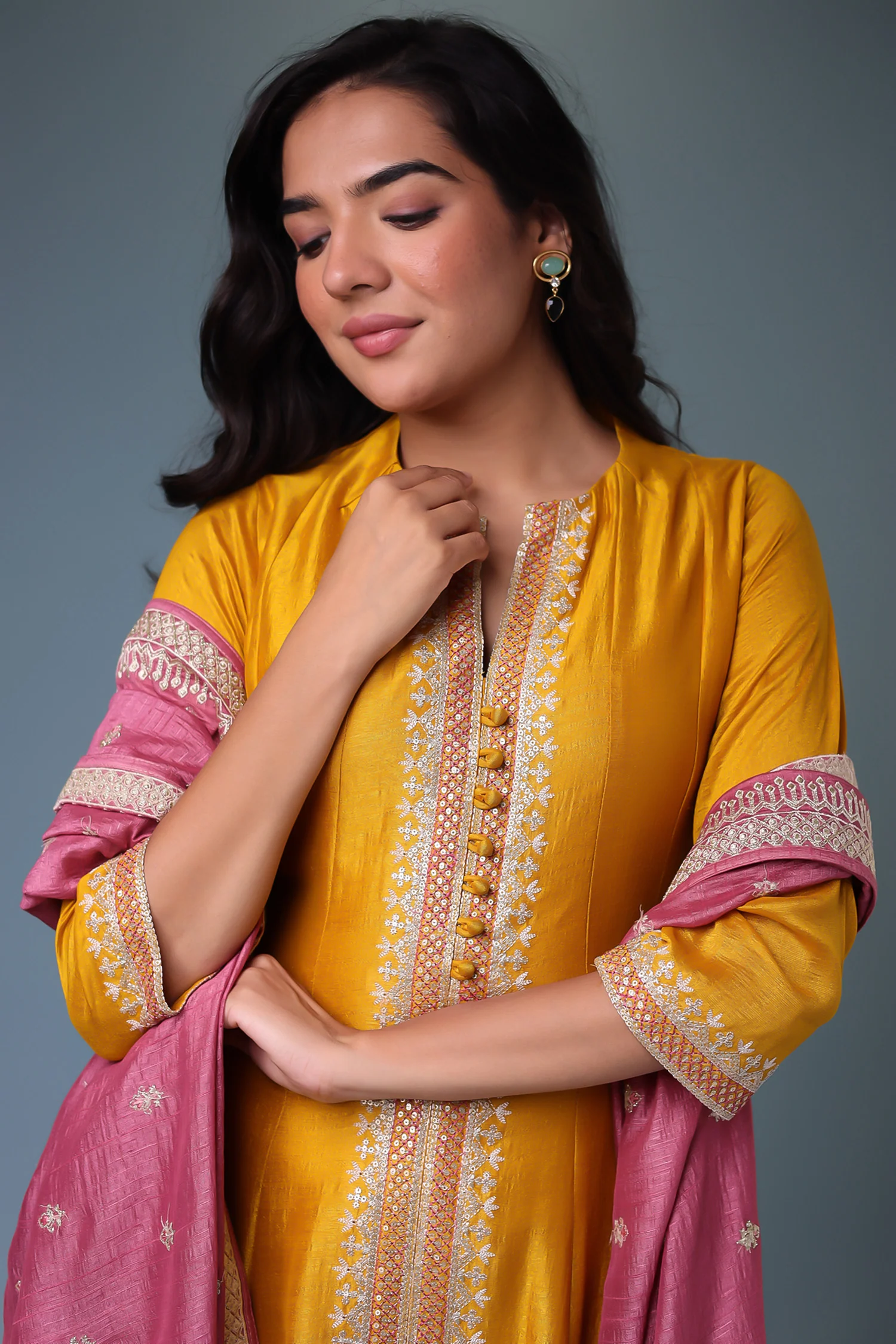 Silk Suit with Thread work. - Image 12