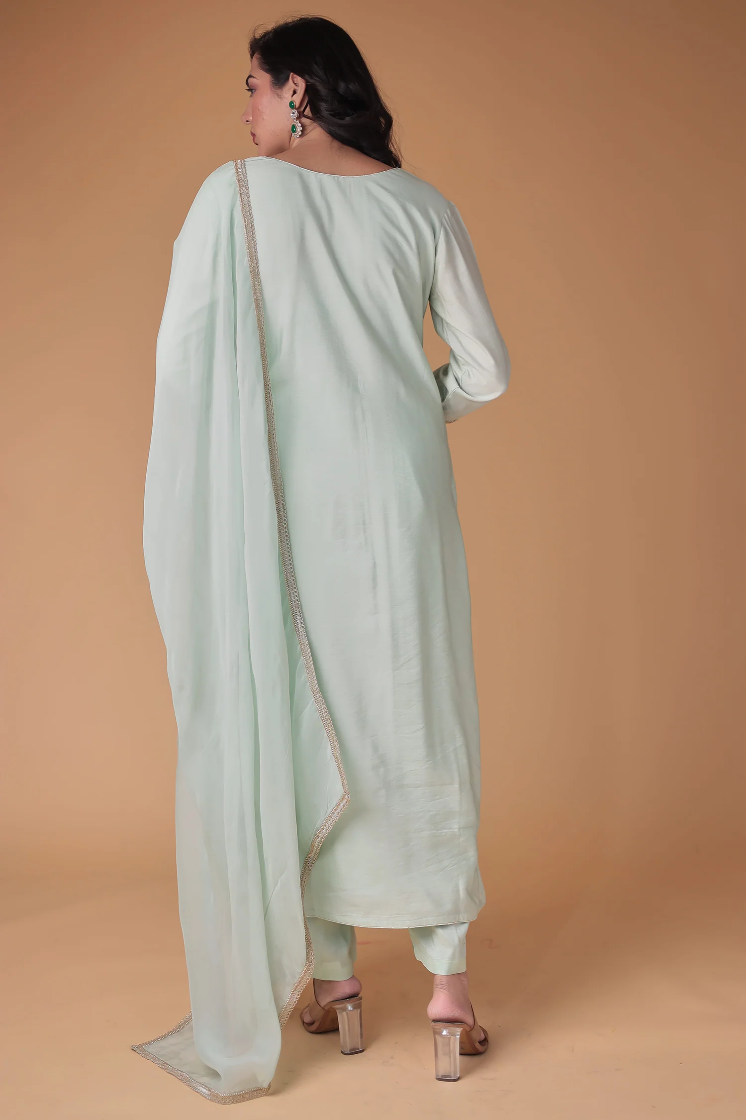 Silk Straight Suit with Zardozi work - Image 7