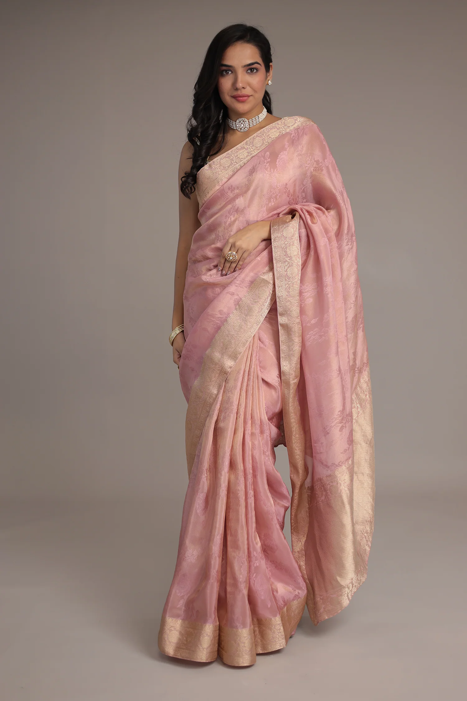 Luxurious Shimmer Tissue Saree with Traditional Handwoven Touch - Image 15