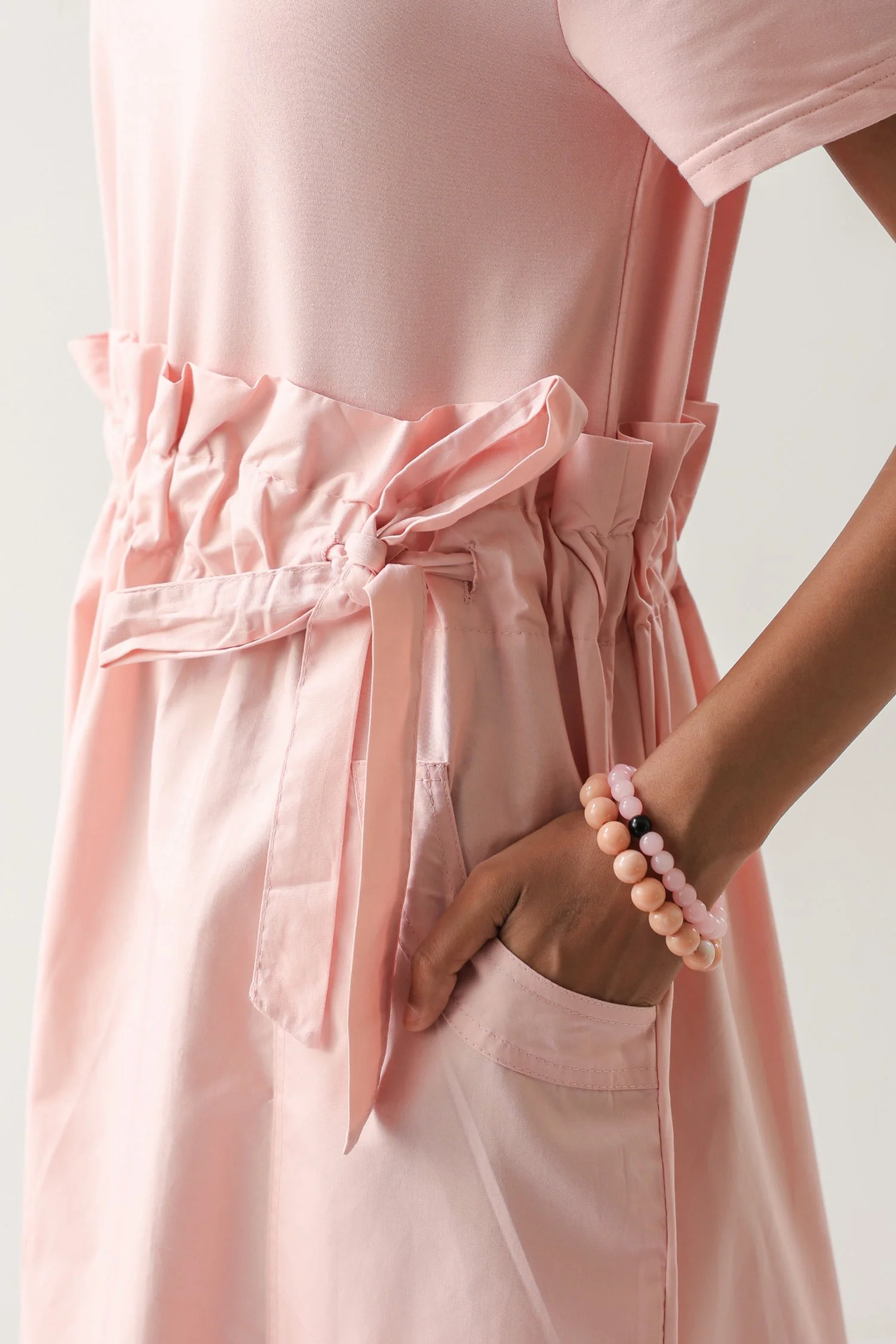 The Blush Ease Pocket Midi Dress – Baby Pink Cotton Knit - Image 4