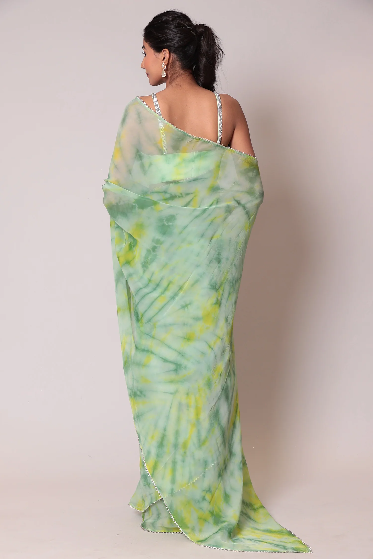Tie & Dye Organza Saree - Image 4