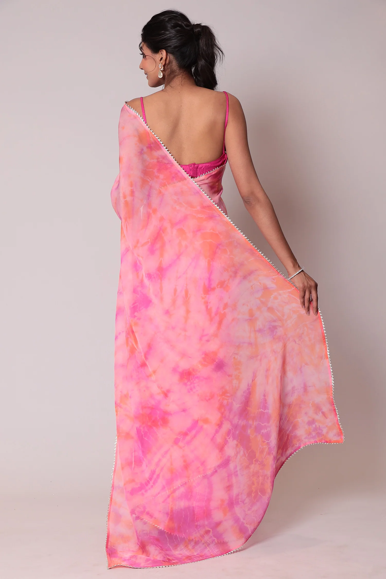 Tie & Dye Organza Saree - Image 9