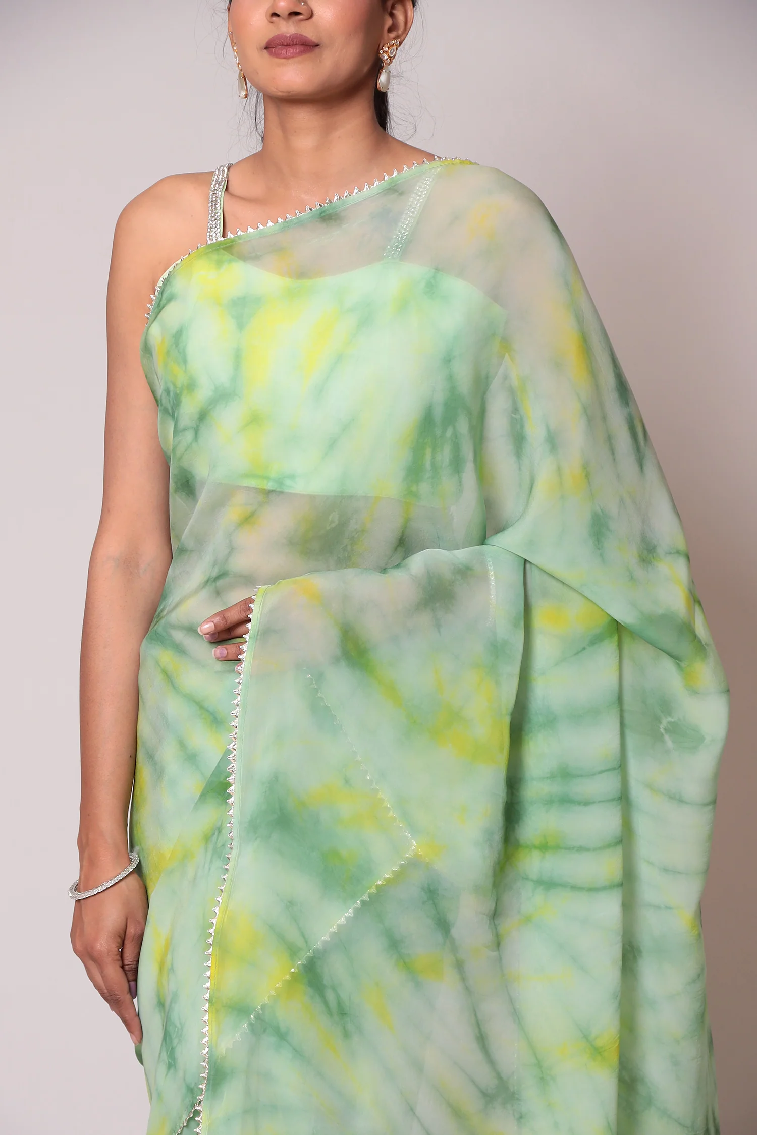 Tie & Dye Organza Saree - Image 7