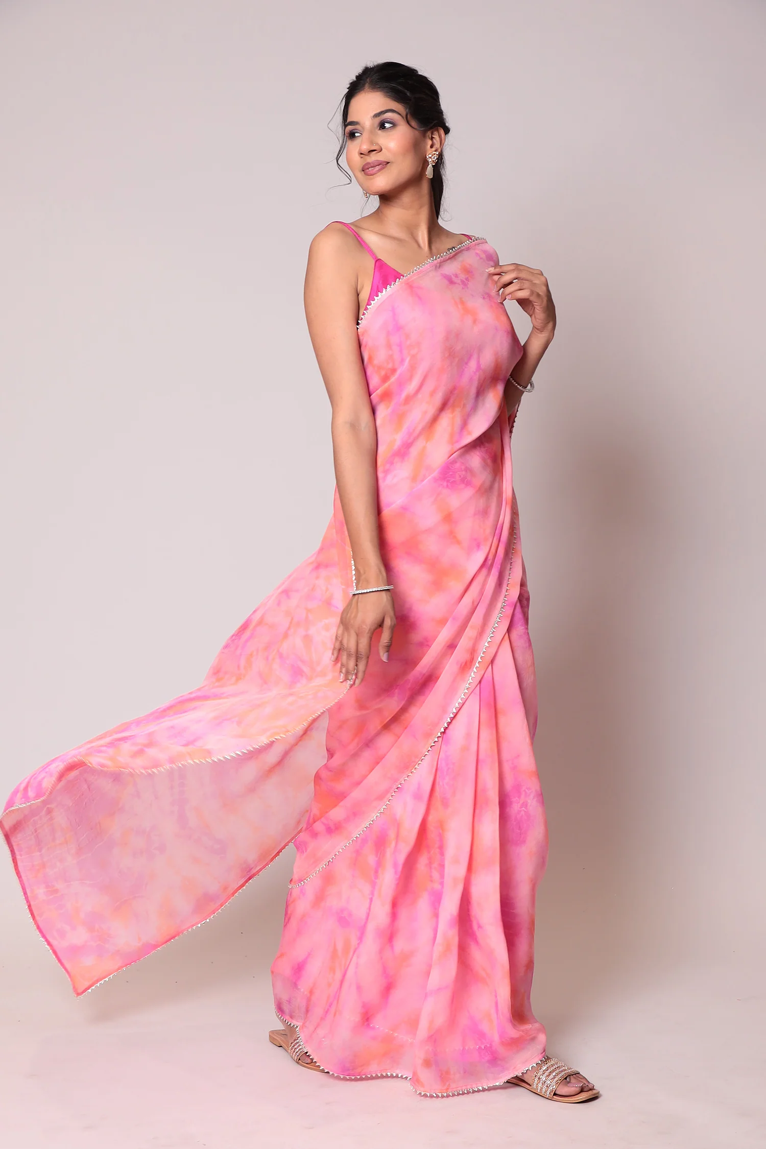 Tie & Dye Organza Saree - Image 3