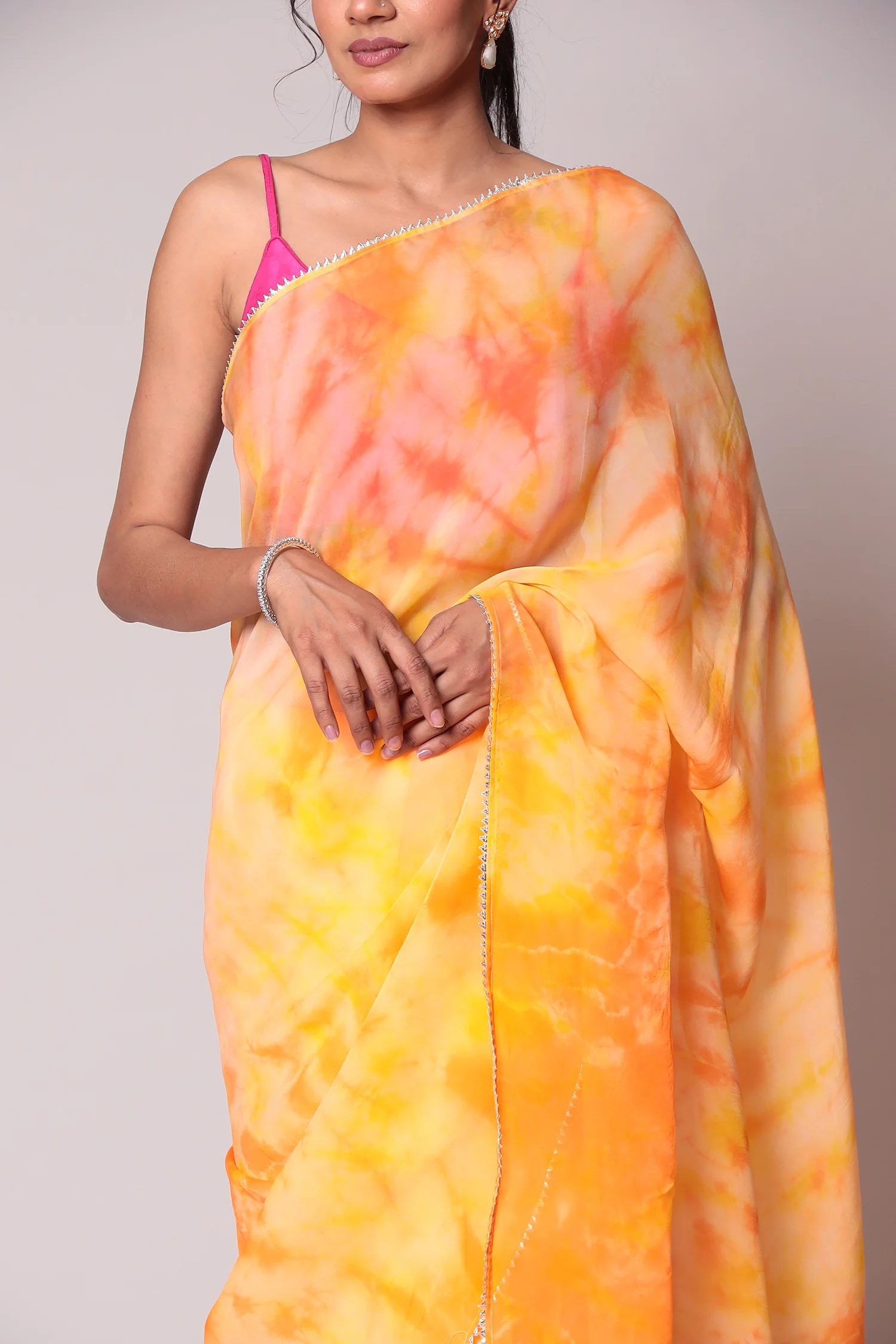 Tie & Dye Organza Saree - Image 7