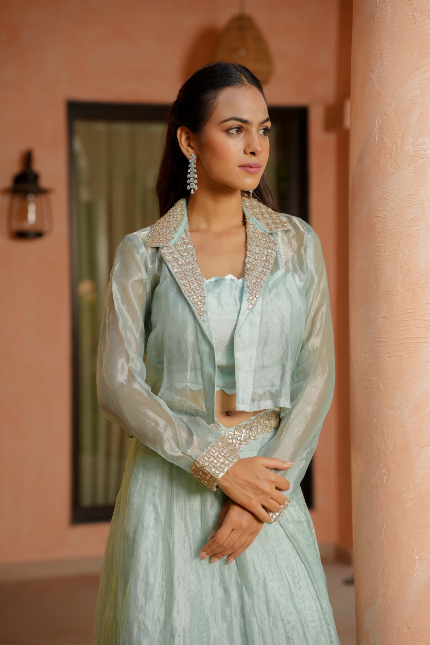 Tissue Indowestern with Dori, Gota Patti work. - Image 2
