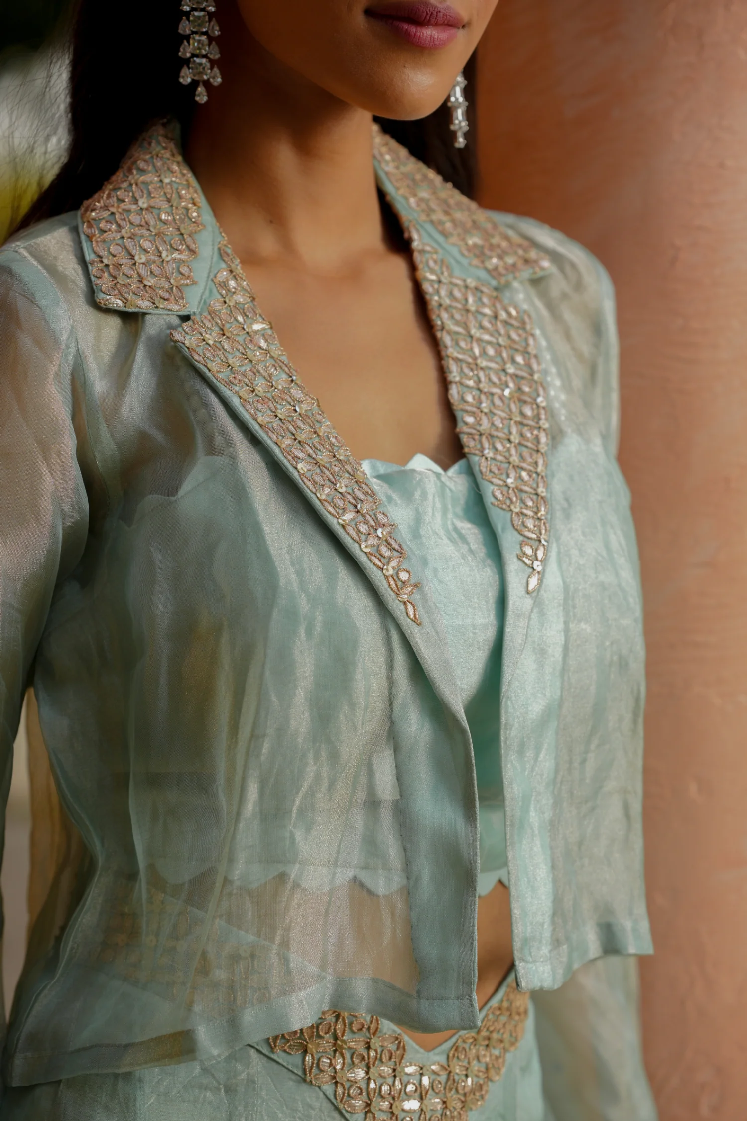Tissue Indowestern with Dori, Gota Patti work. - Image 5