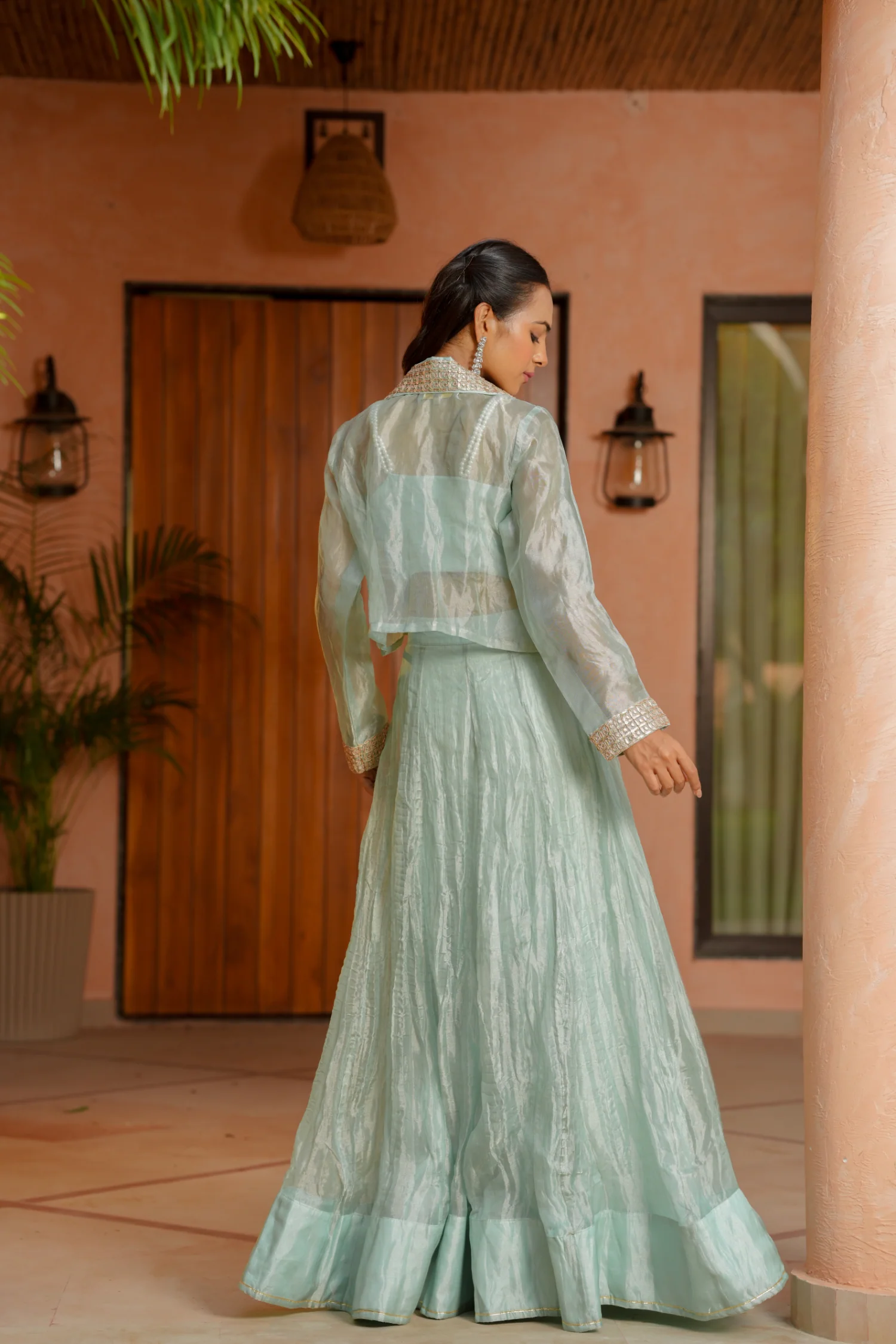 Tissue Indowestern with Dori, Gota Patti work. - Image 7