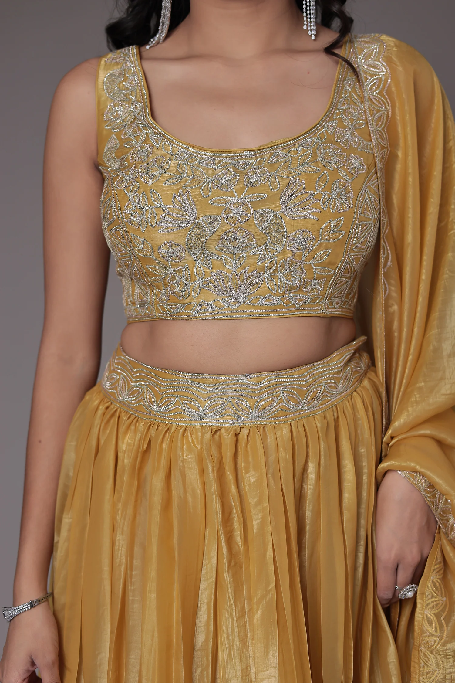 Tissue Indowestern with Gota work. - Image 4