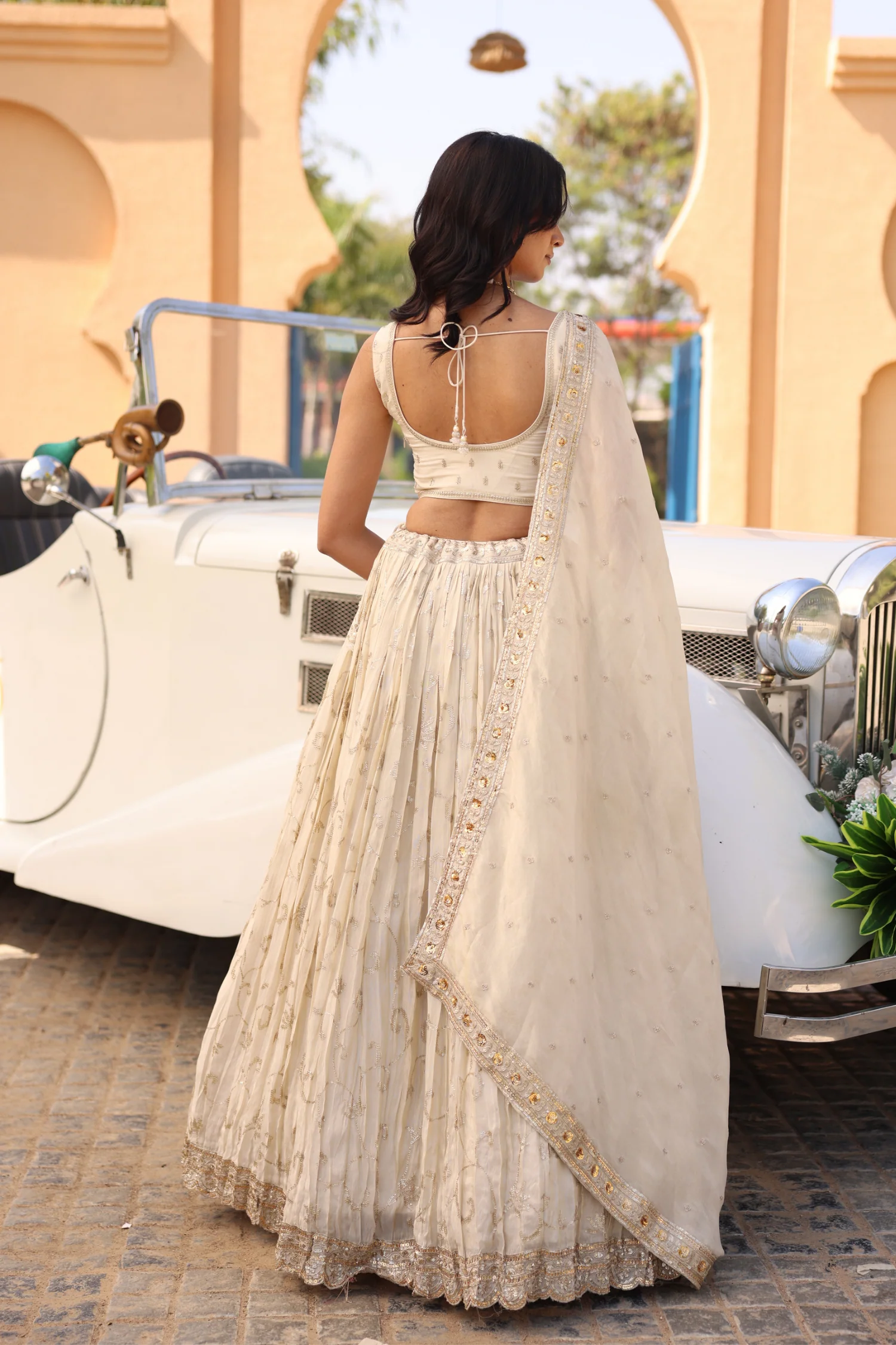 Tissue Lehenga with Aari, Sequins work. - Image 5