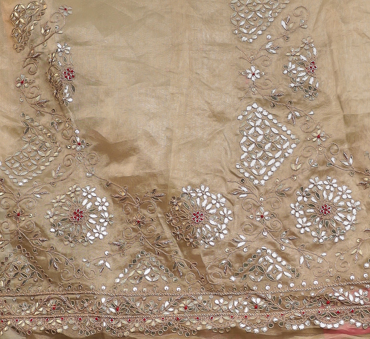 Designer Tissue Saree with Fine Gota Patti, Zardozi, Thread Embroidery - Image 7