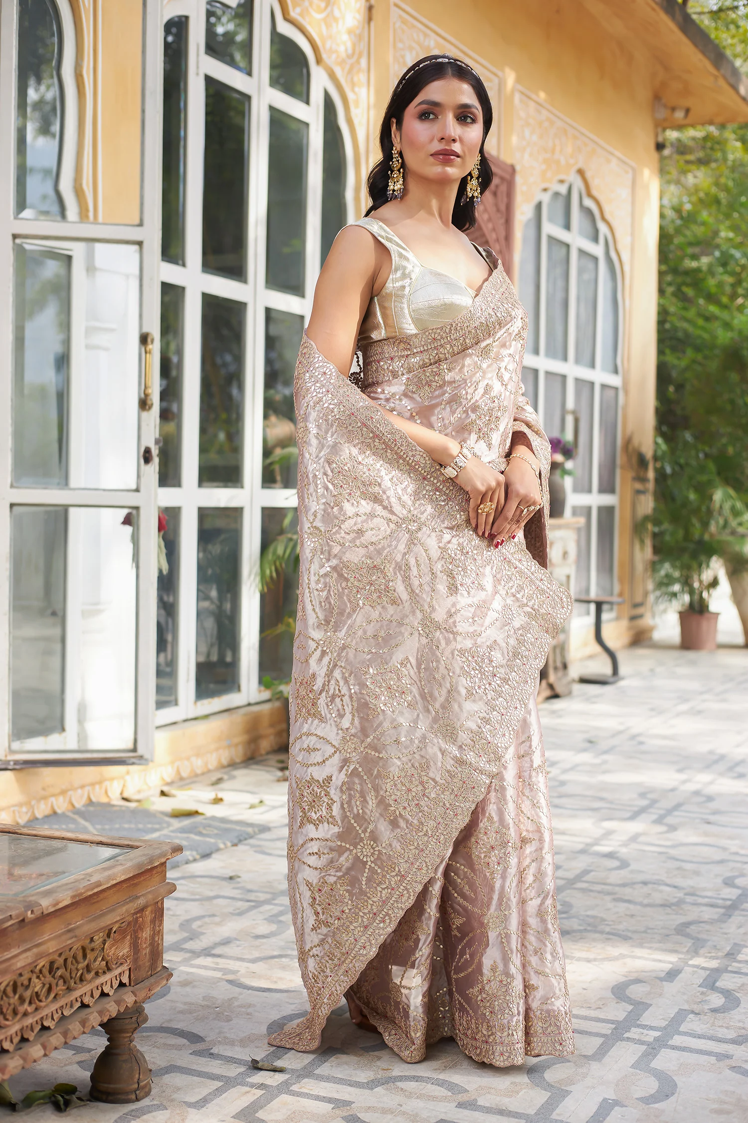 Tissue Saree with Dori and Gota Patti work - Image 2