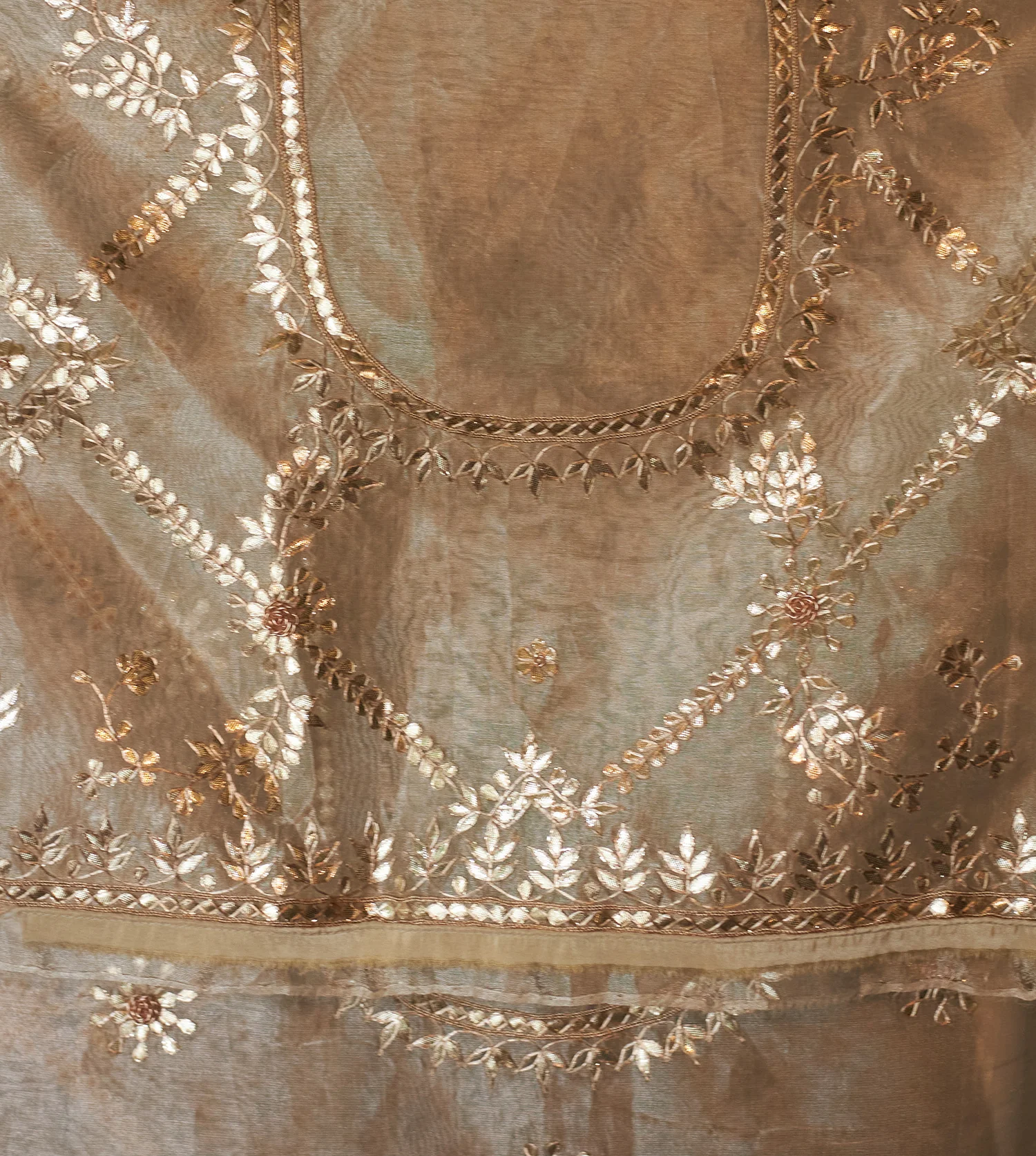 Exquisite Tissue Saree Adorned with Intricate Gota Patti Jaal work - Image 7