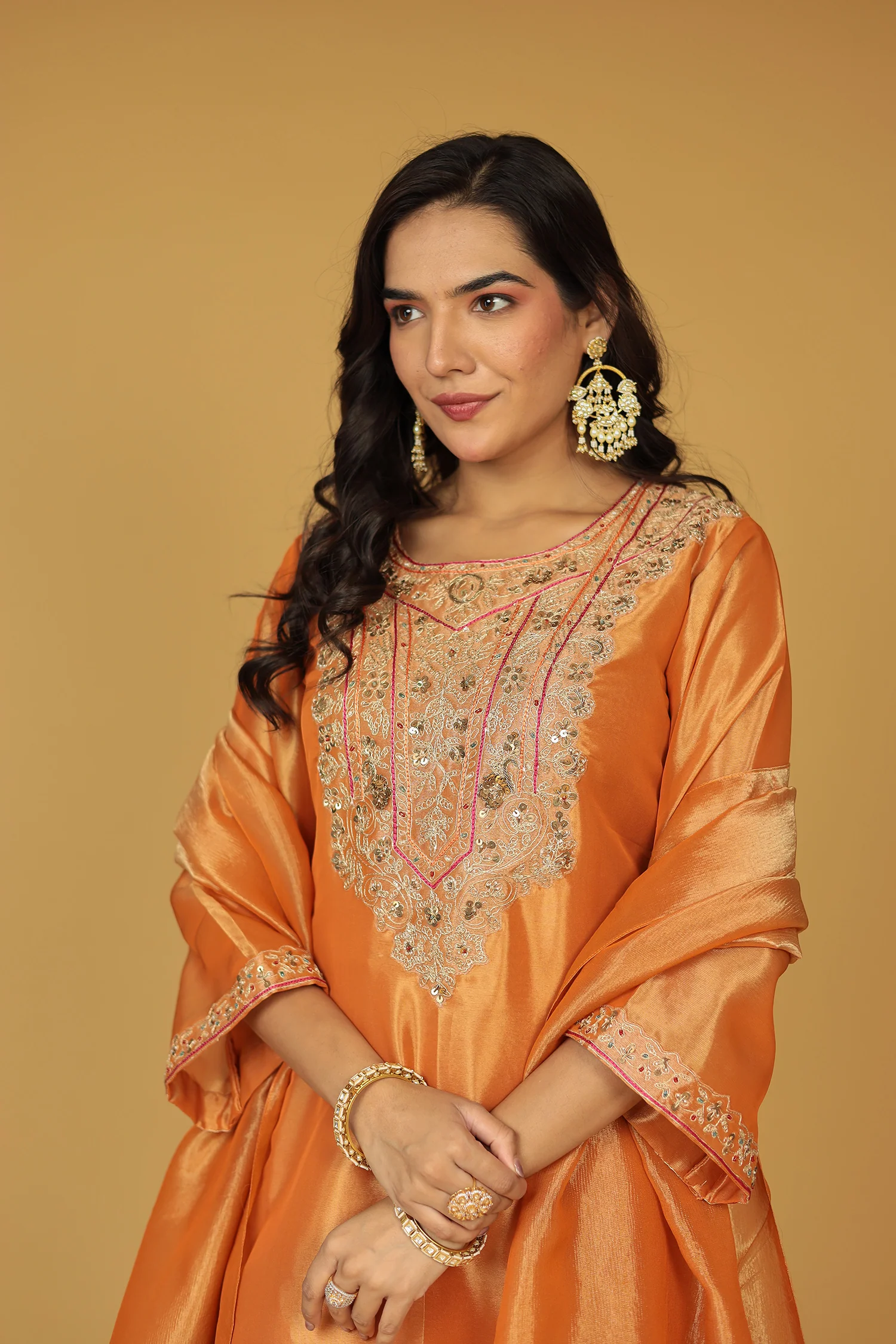 Shimmer Tissue Indo Western (3Pc) with Dori, Sequins and Thread work - Image 2