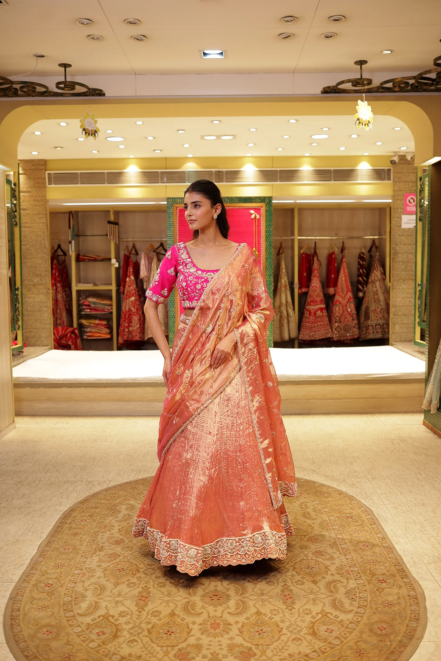 Tissue silk Lehenga with Aari, Zardozi, Zari work - Image 5